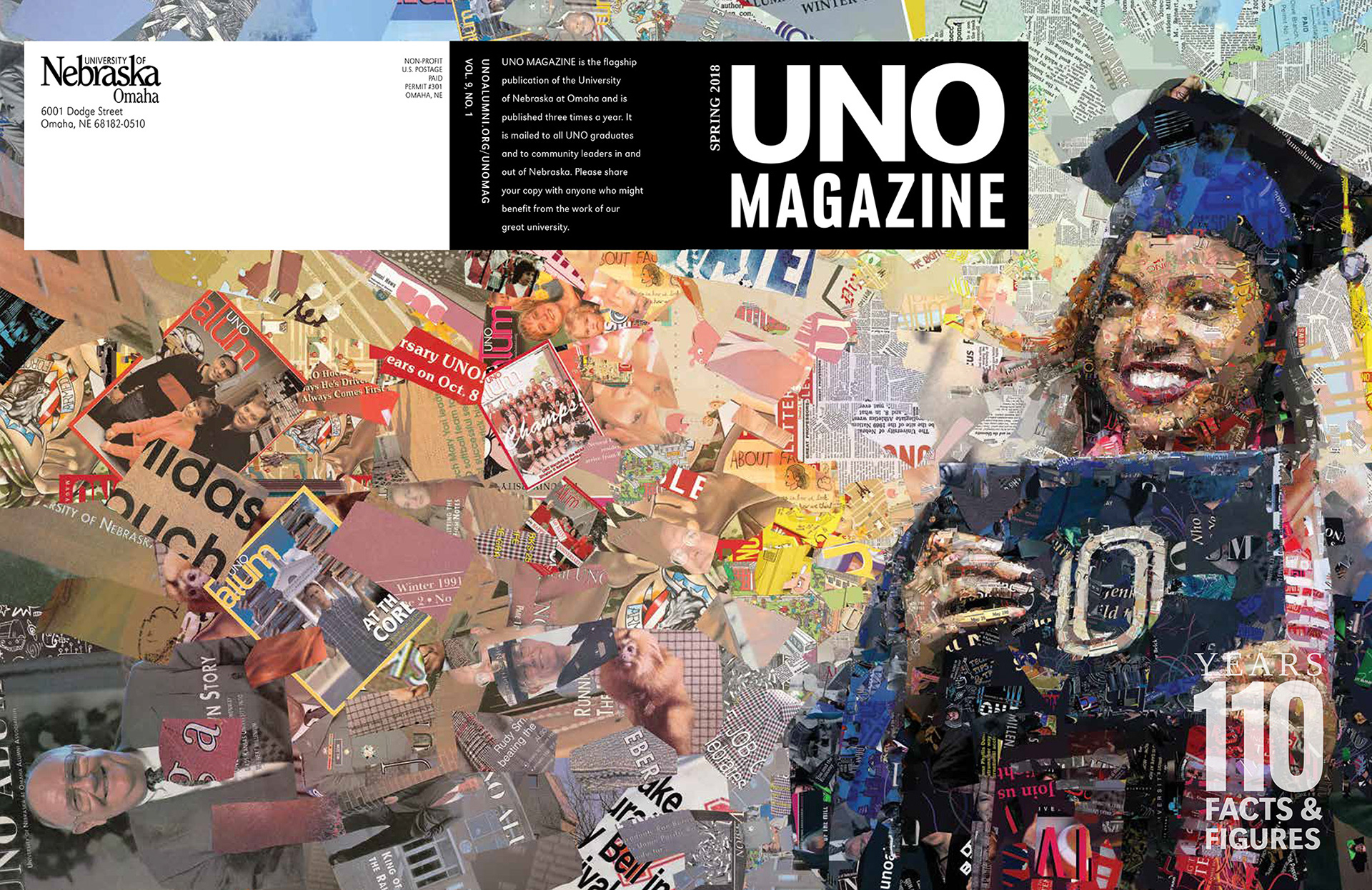110th anniversary cover illustration of UNO magazine, journalism art