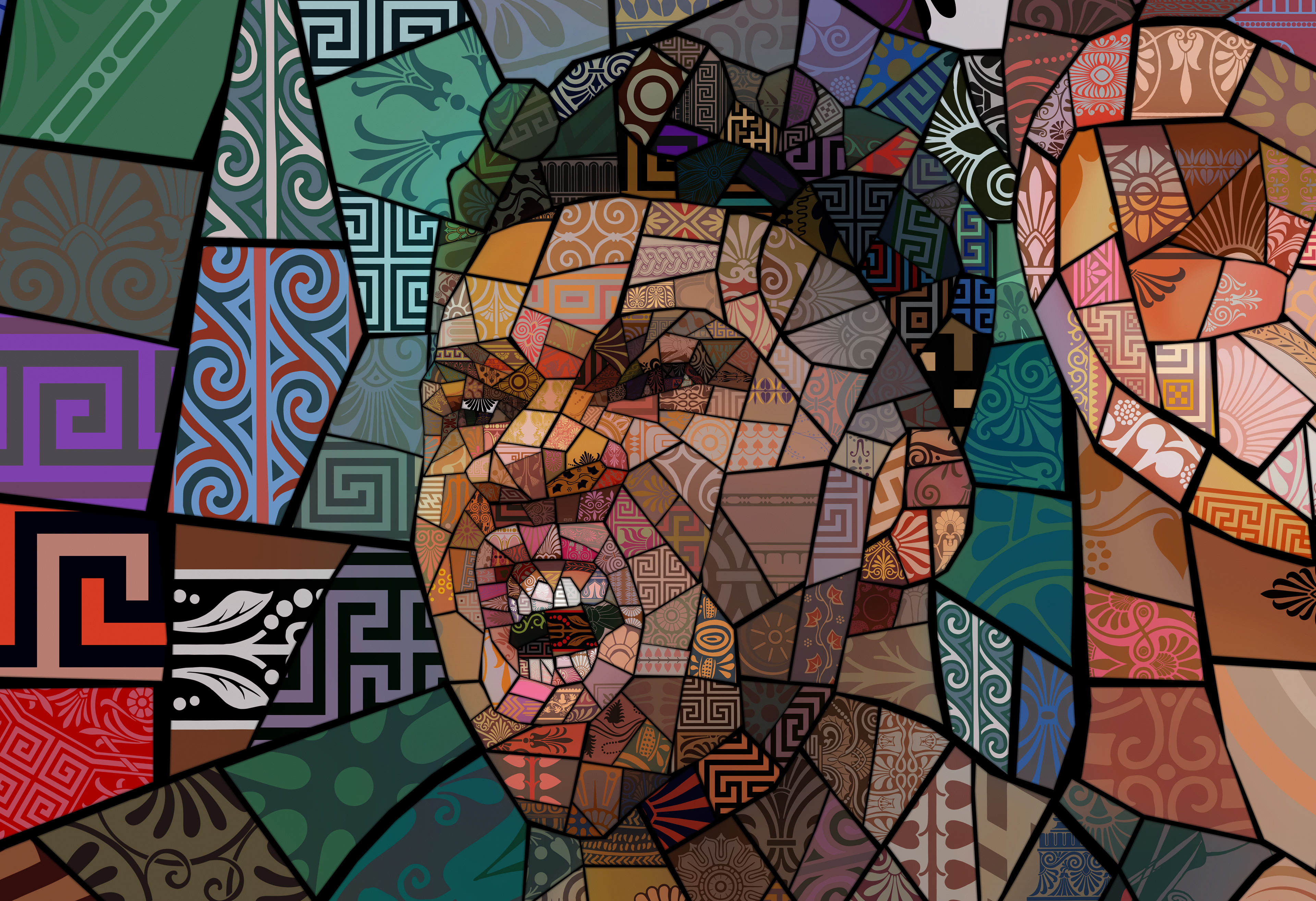 Basketball player art portrait, digital mosaic art