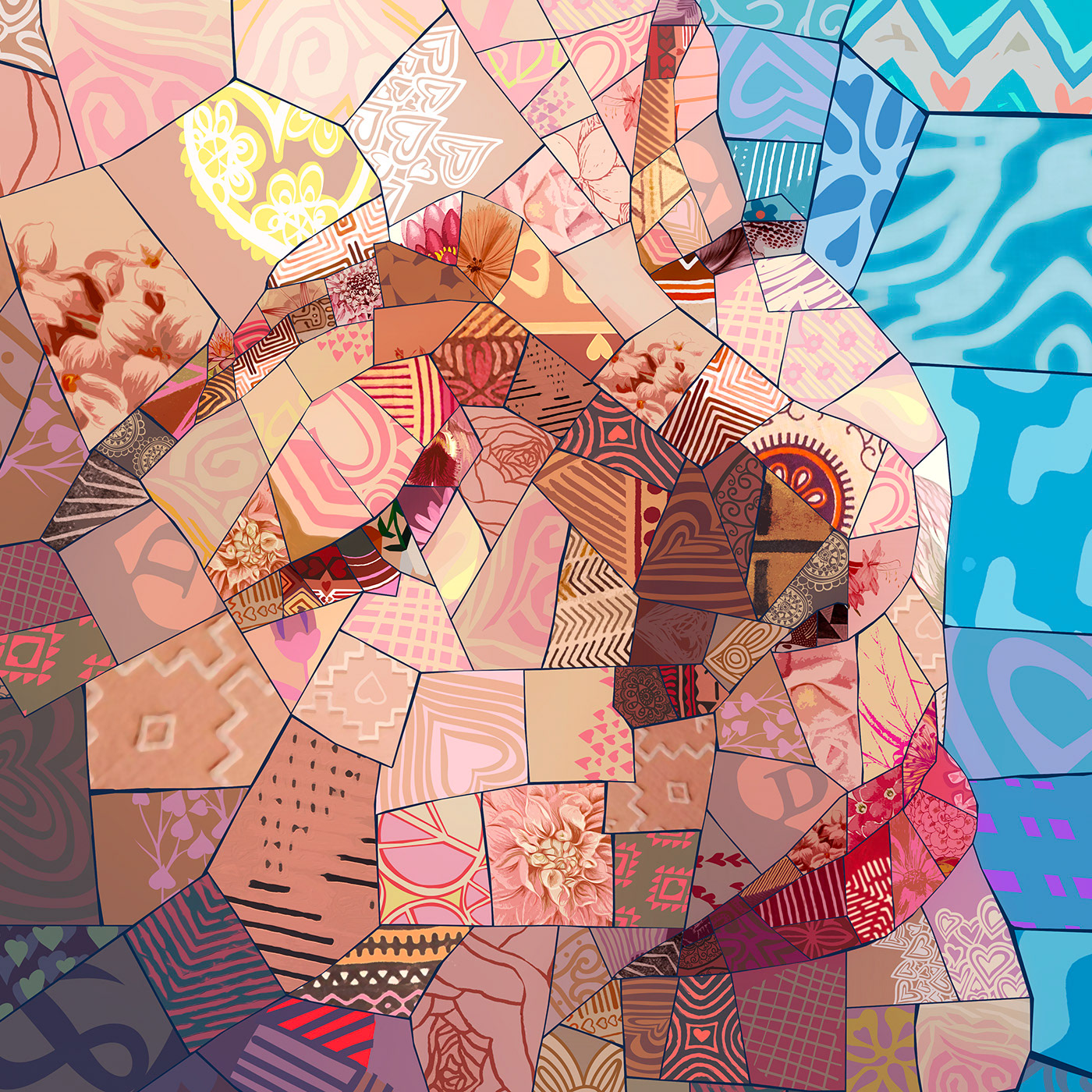 The power of color as a visual language in Digital Mosaic from colorful patterns, fashion brand artist partnership