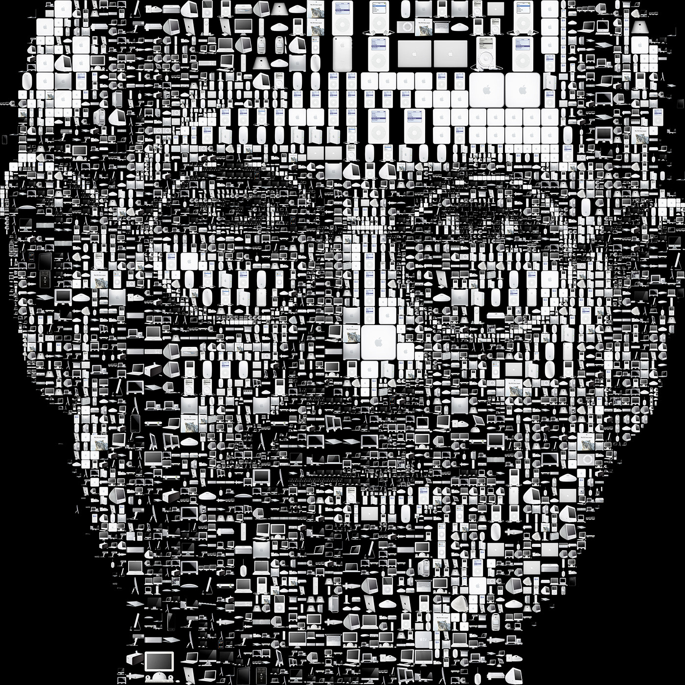 Magazine illustration, Steve Jobs mosaic portrait from Macs