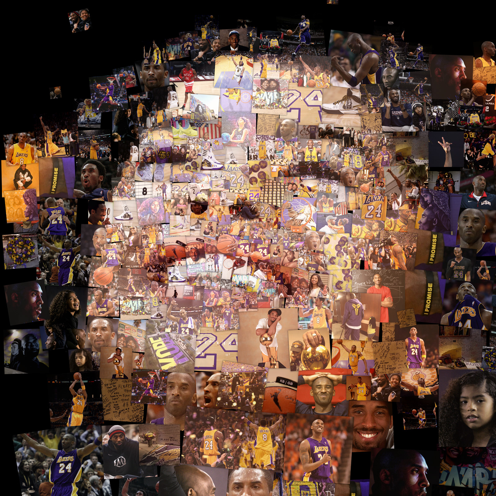 Gianna Bryant mosaic art, editorial art for global media