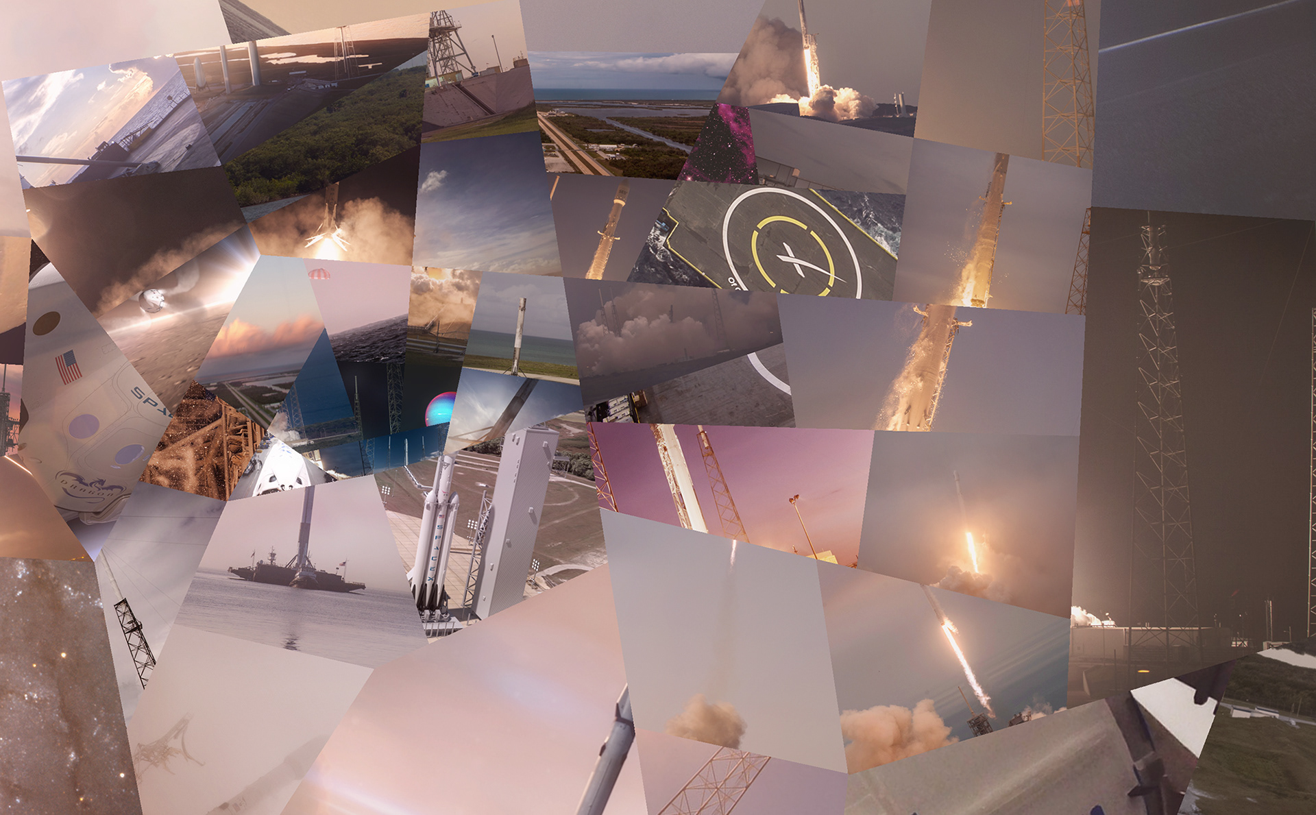 SpaceX photos in a contemporary photo collage