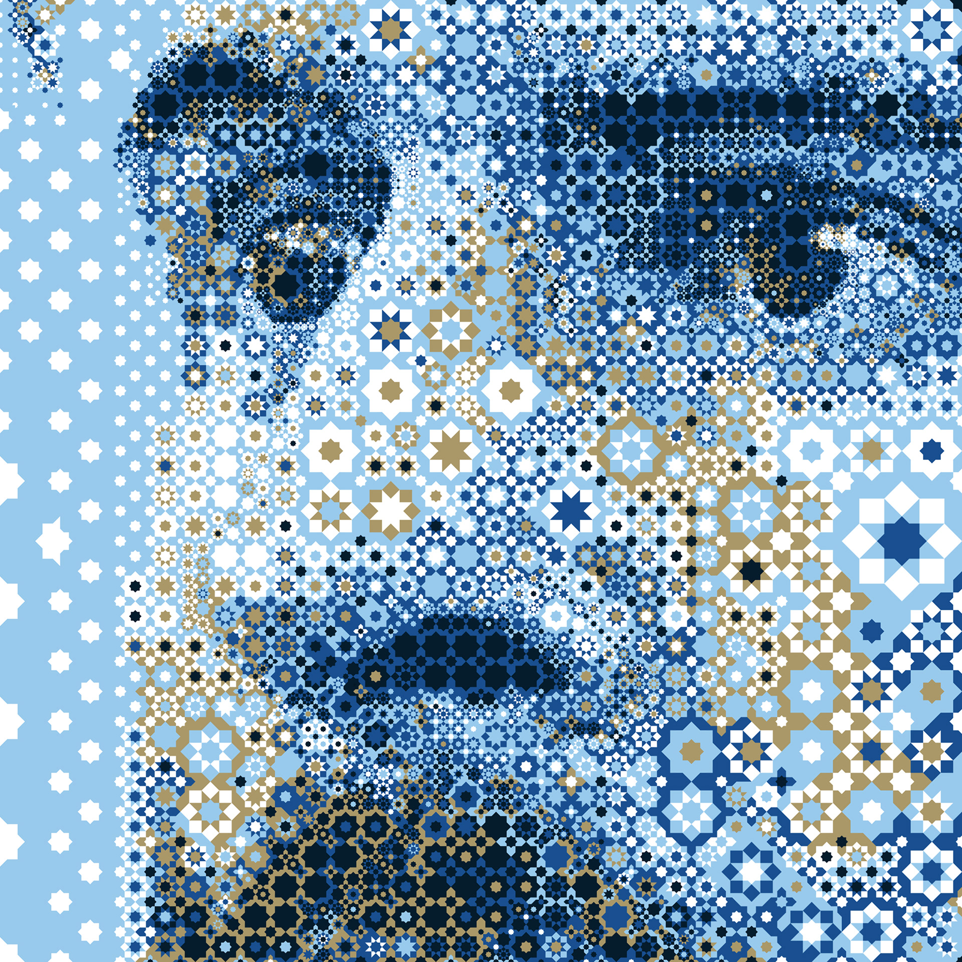 Geometric digital Arabic pattern mural, sport art illustration