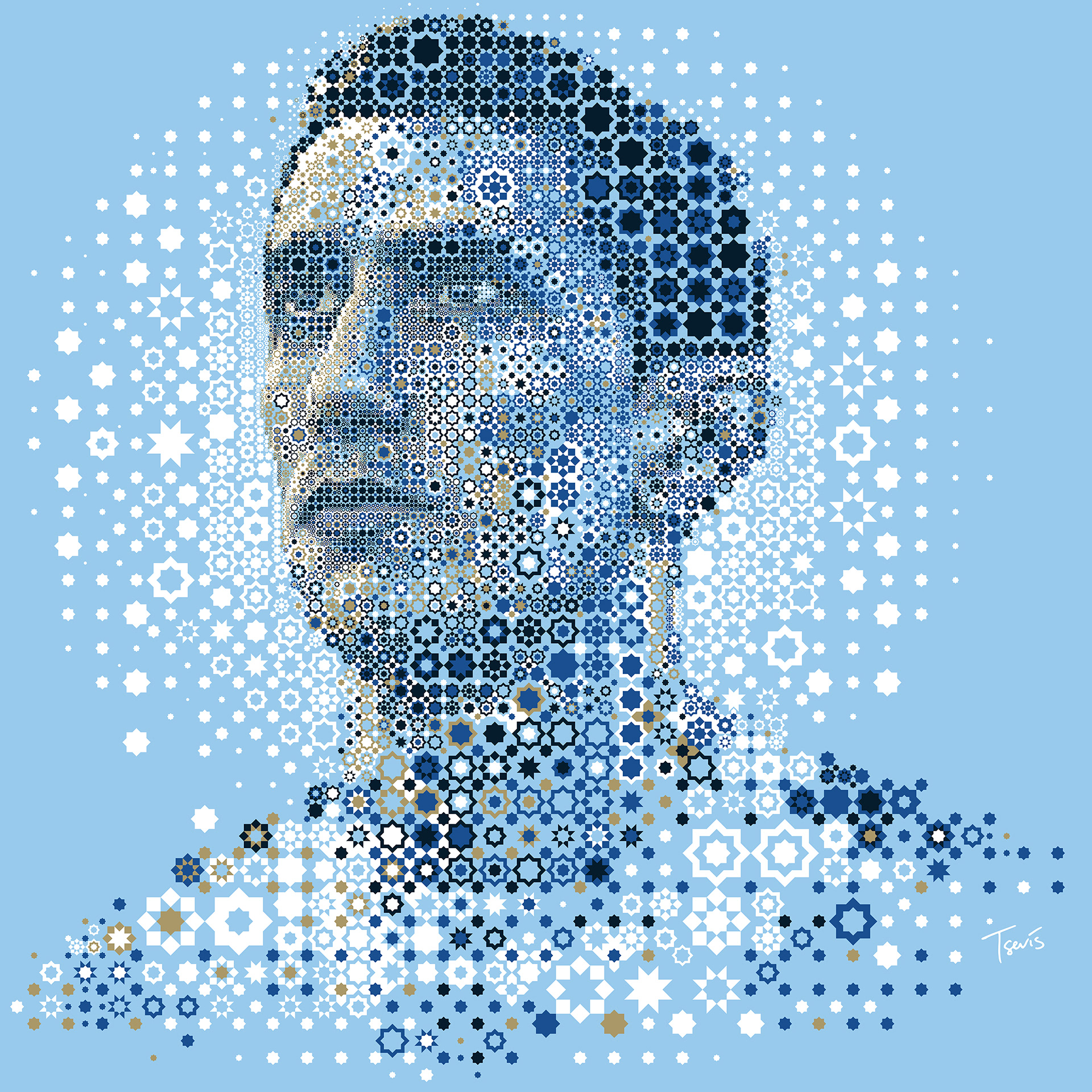 Ángel Di María portrait, Argentinian player geometric digital mosaic for the FIFA World Cup 2022