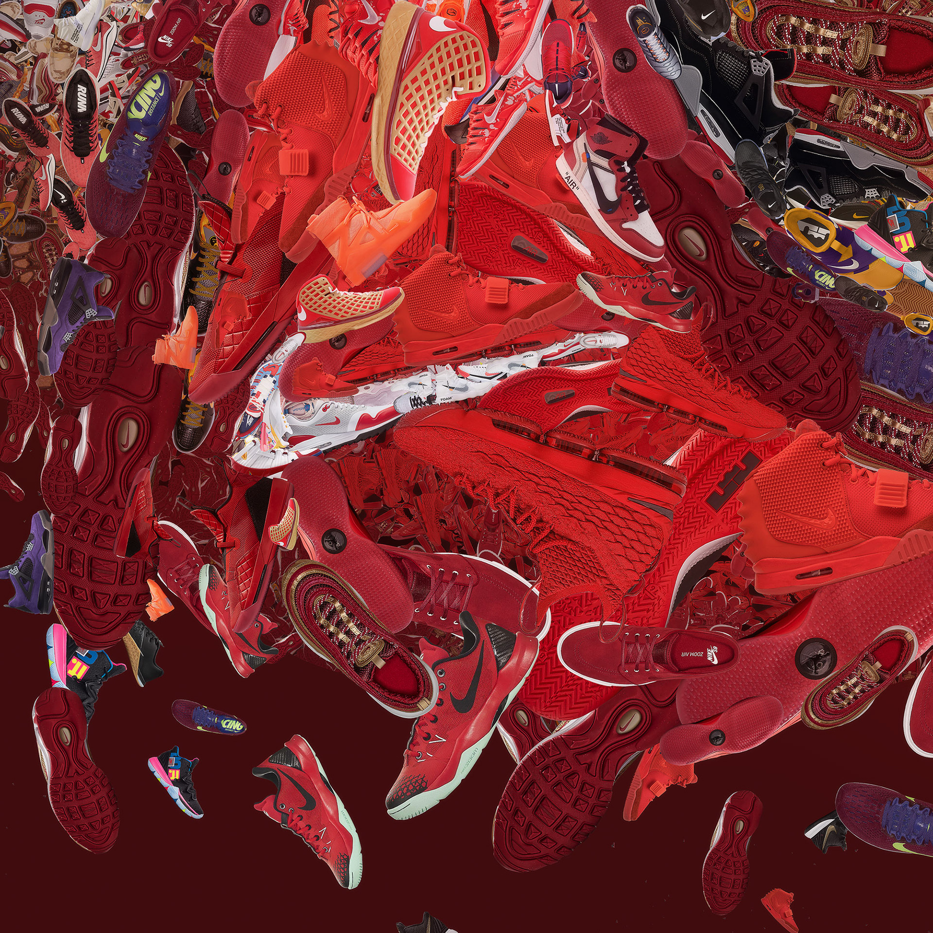 Collage from millions of shoes, Digital mural for article