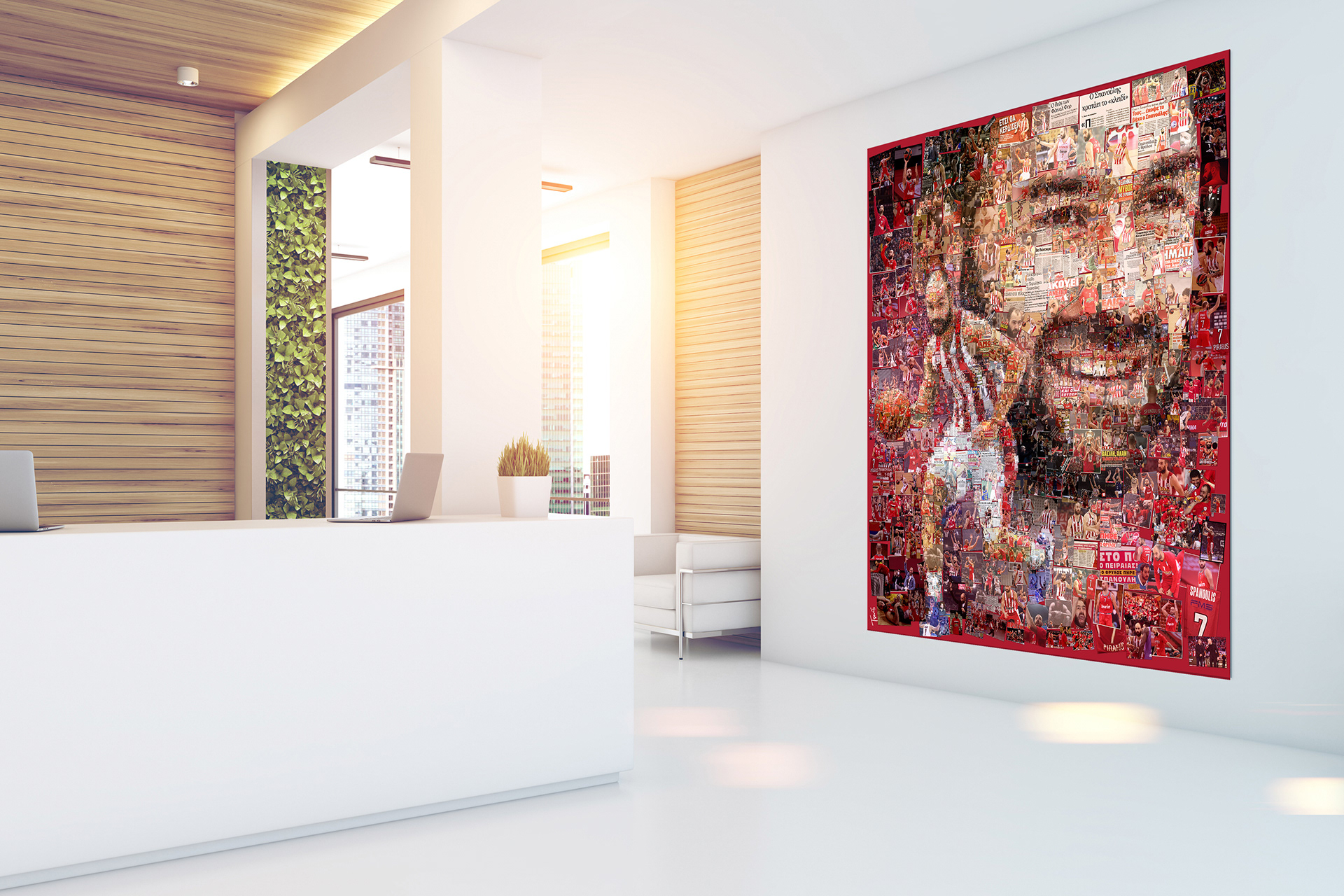 Olympiacos basketball art for Spanoulis from graphics, digital mural