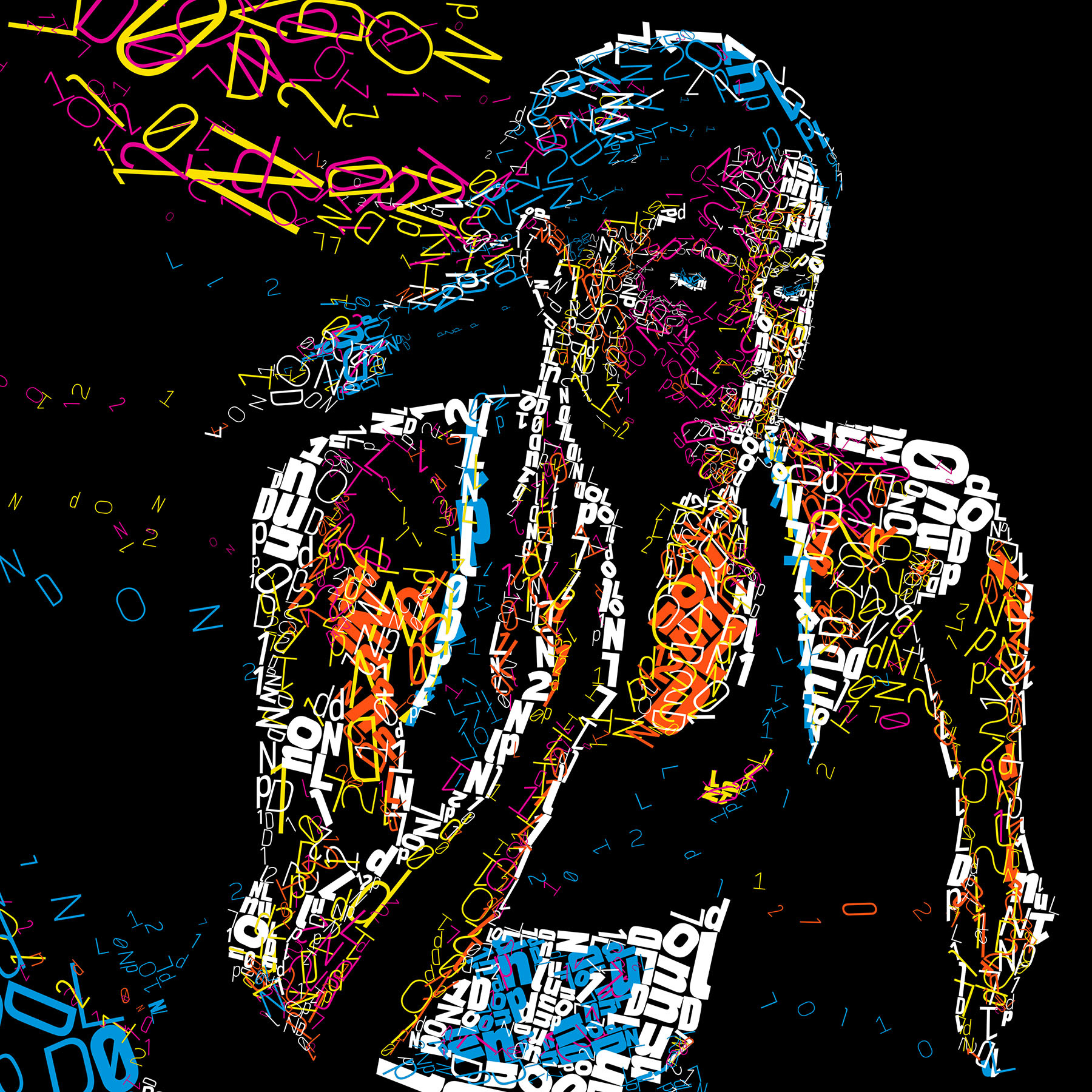 Sporting event digital montage of digital letters