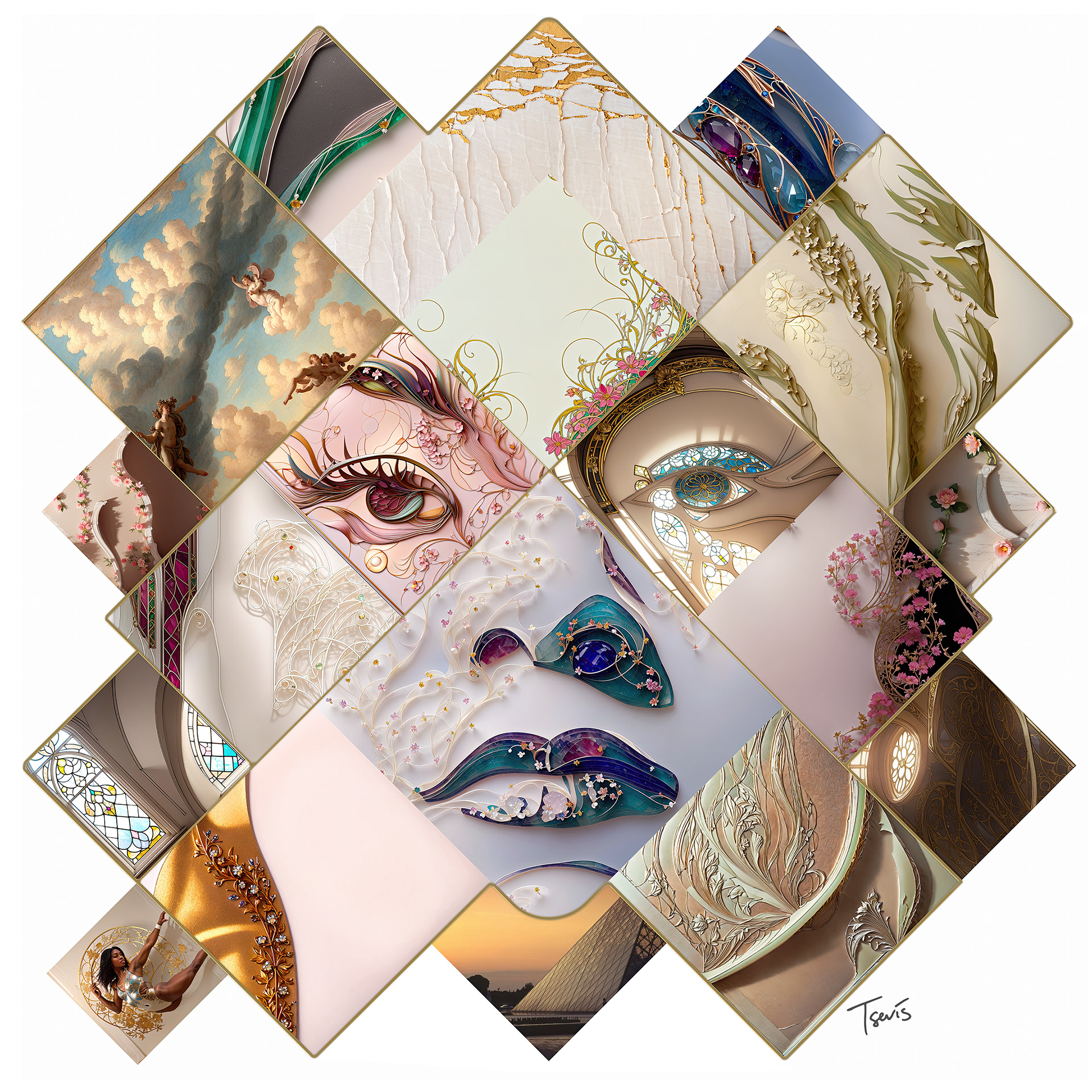 Athlete portrait of Jordan Chiles digital mosaic portrait for Paris Olympics