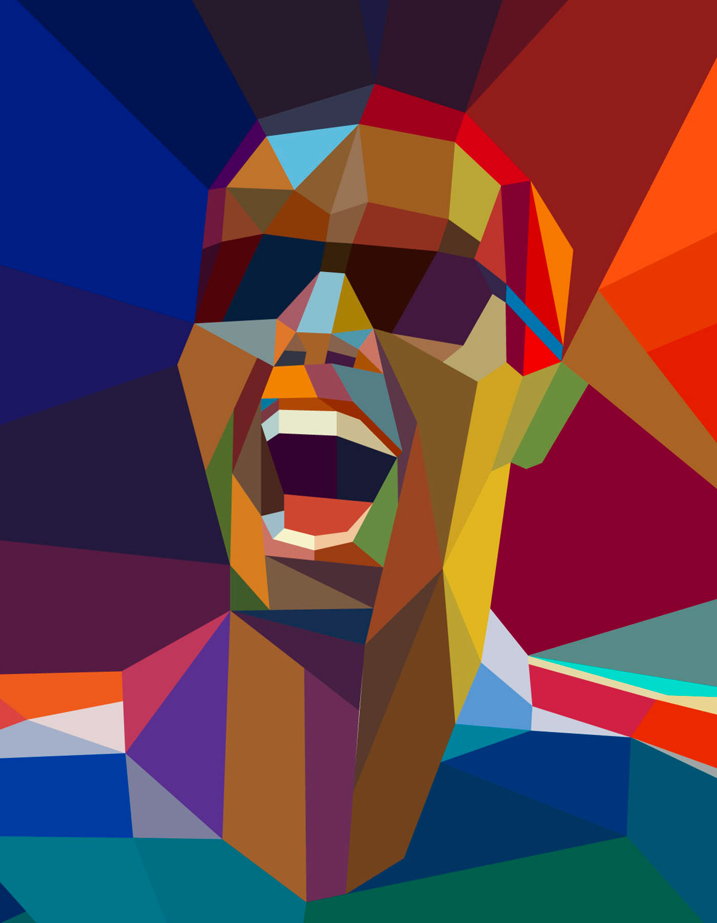 Portrait image of colorful triangles