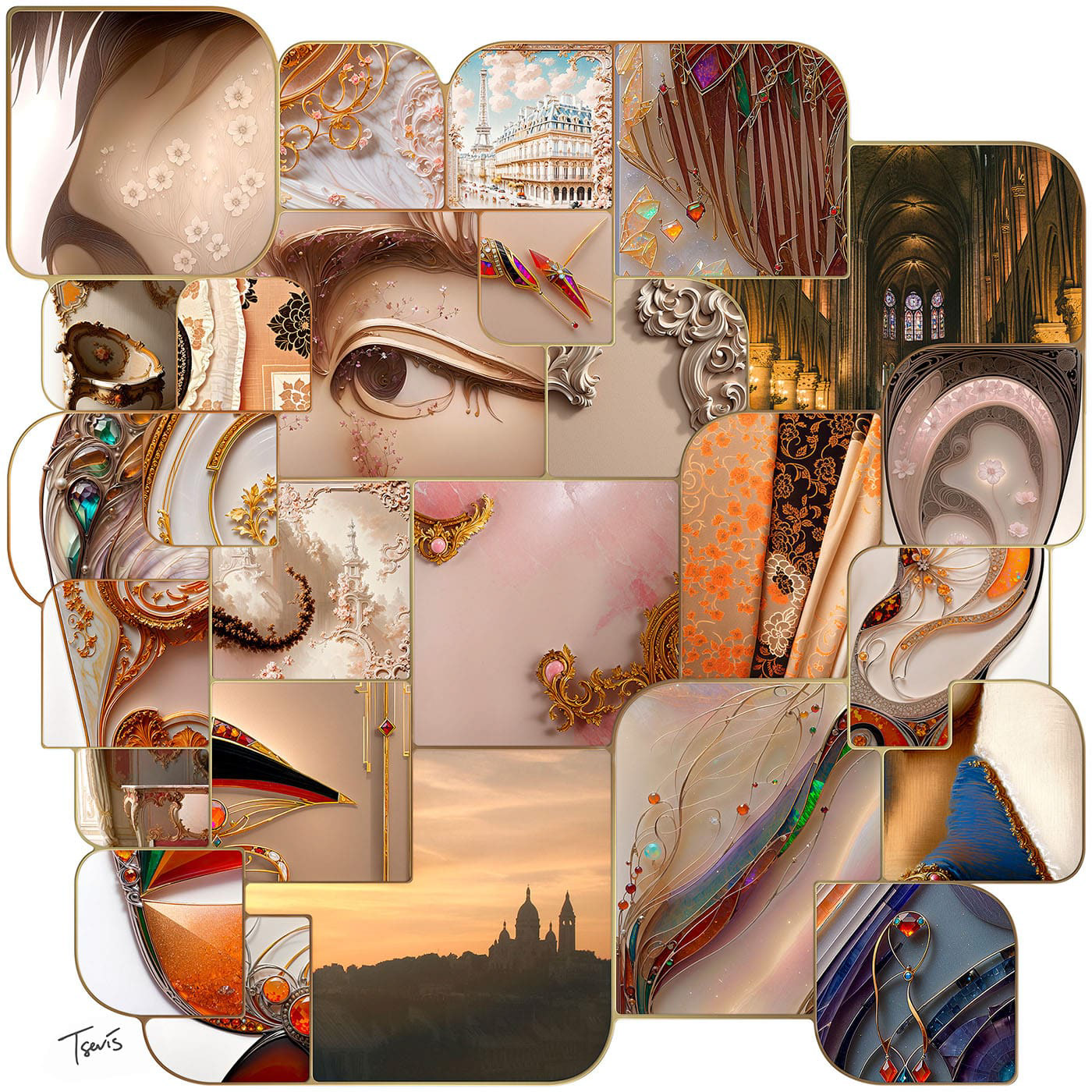 Mosaic portrait of Fan Zhendong heading to Paris 2024.