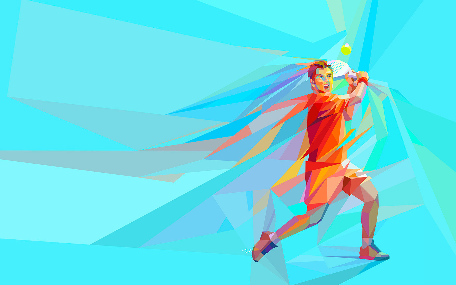 Dynamic padel artwork with modern design and energetic composition