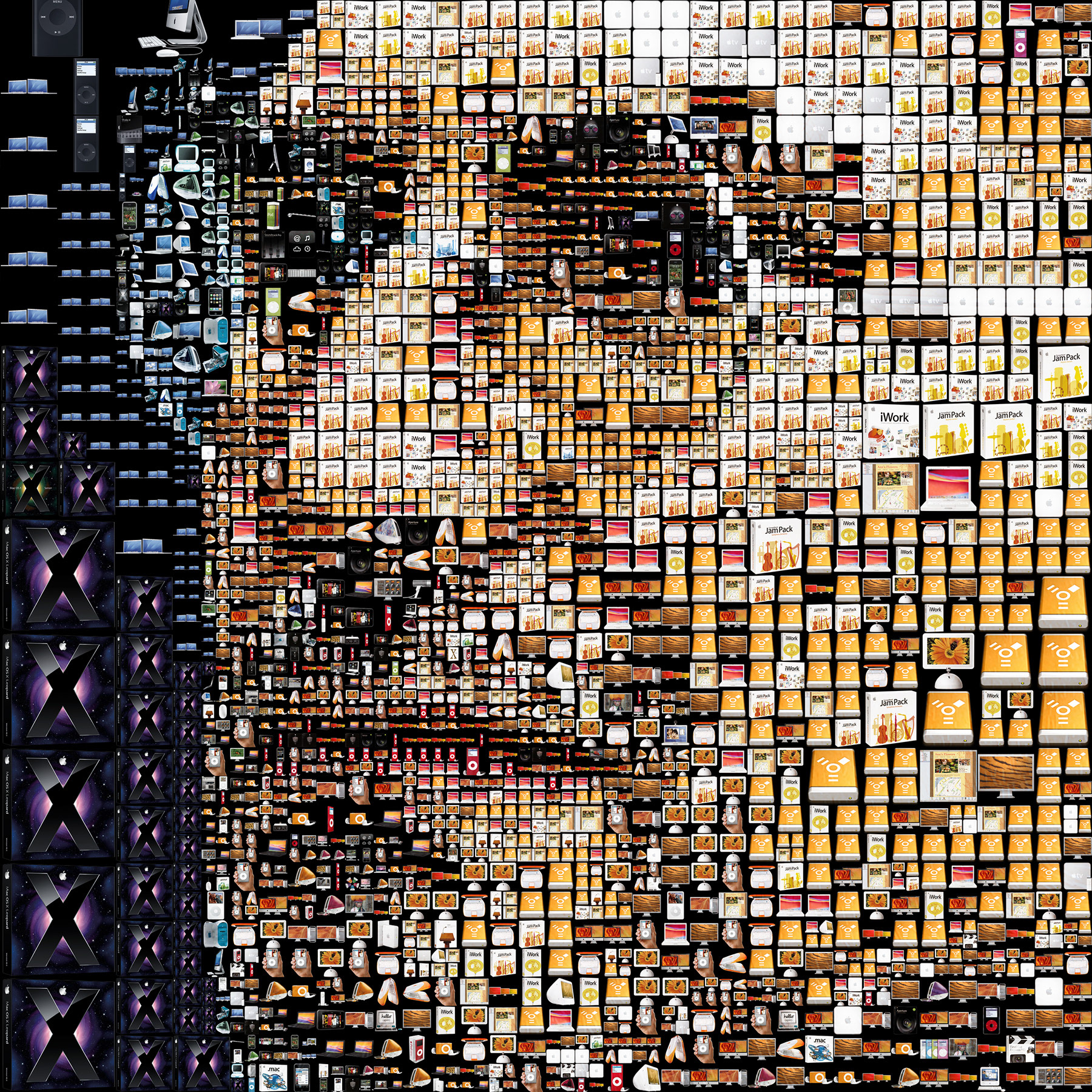 Big thinkers portraits in a mosaic style from objects, art for magazines