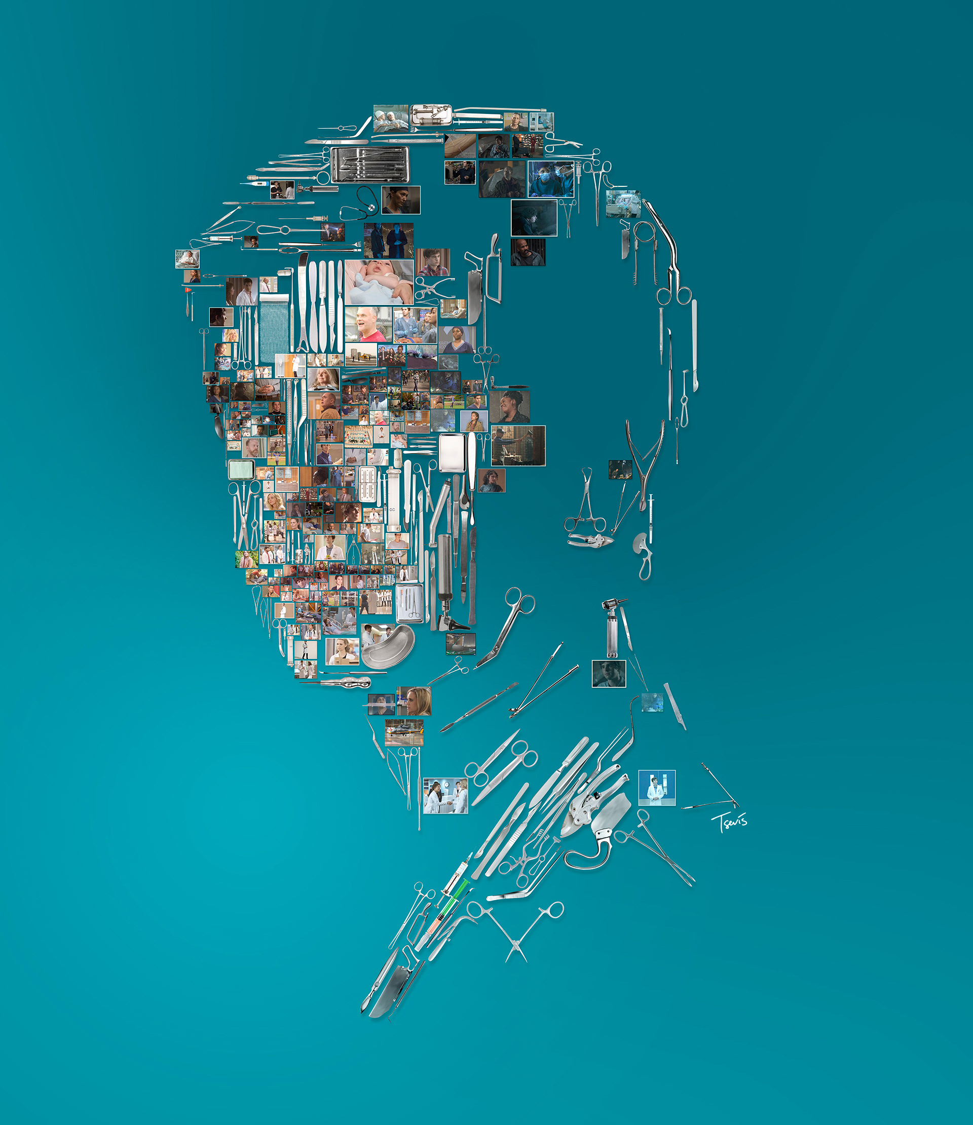 Dr. Shaun Murphy's photo collage in a digital photo mosaic portrait