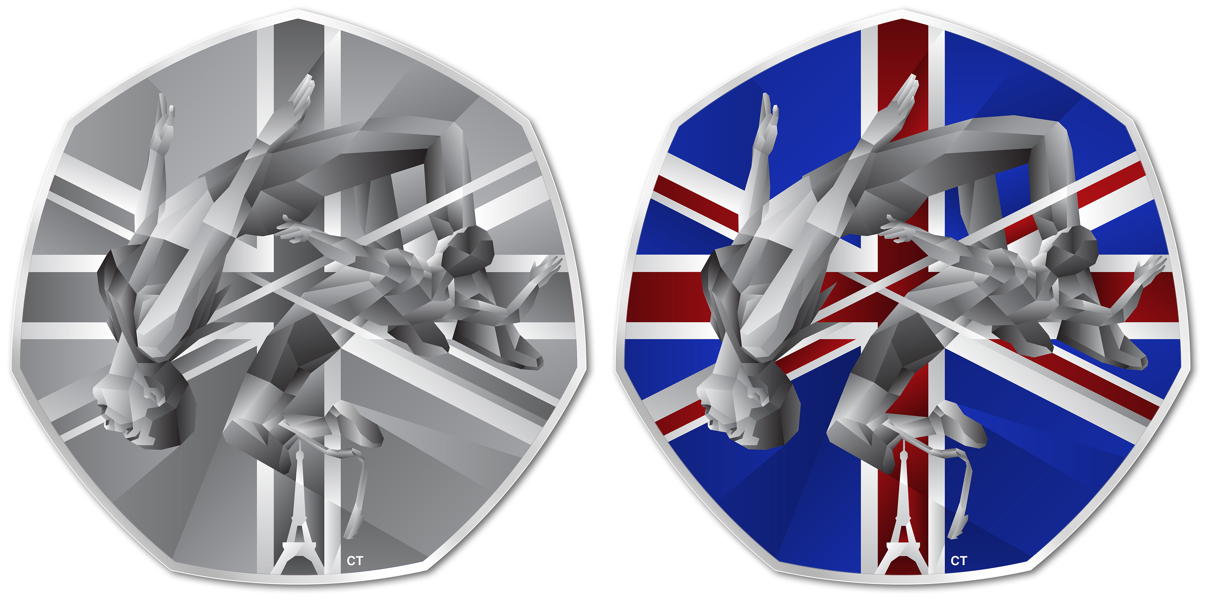 Jumpers illustration Official coin design for Team GB and ParalympicsGB 2024