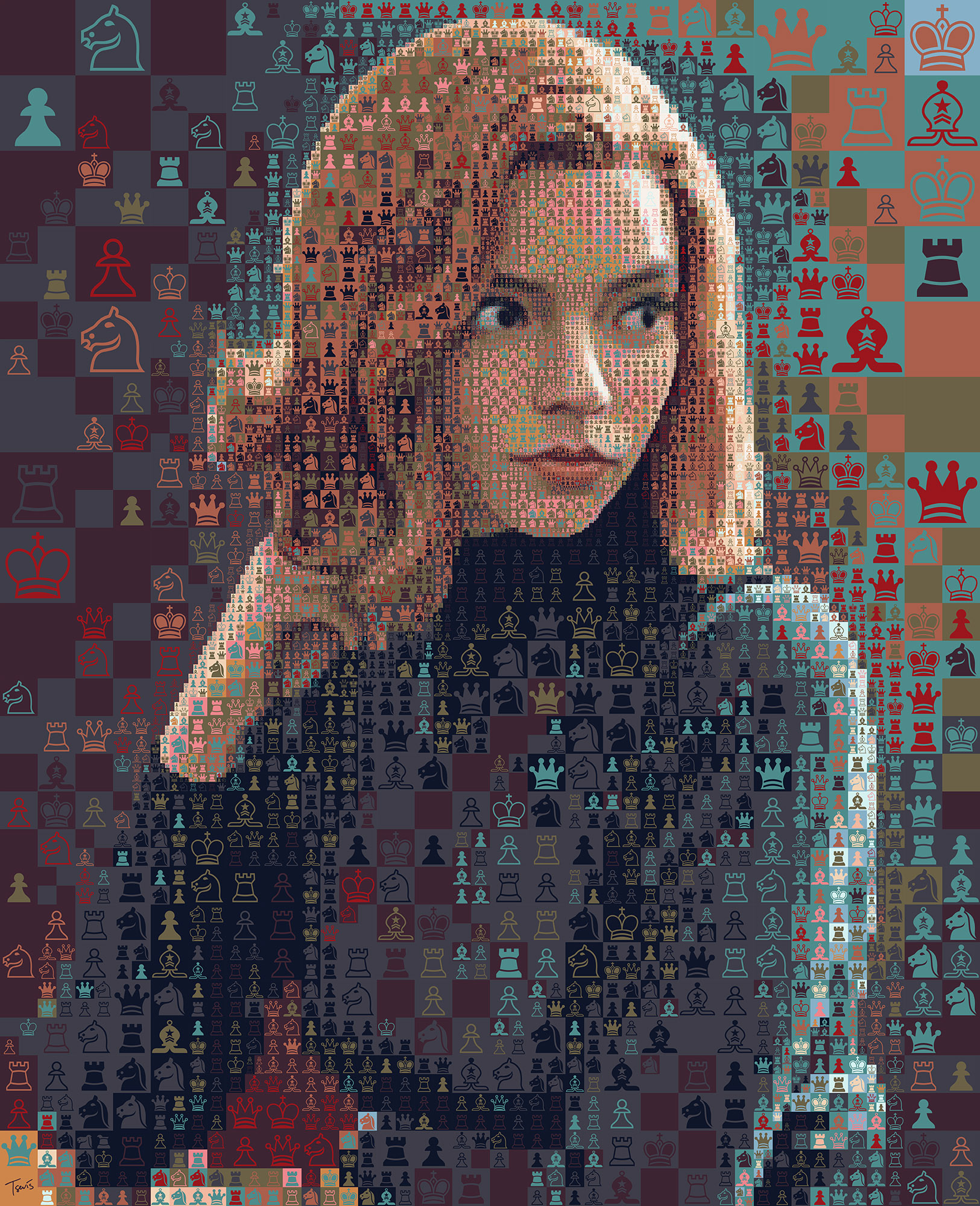 Beth Harmon's portrait from the TV series