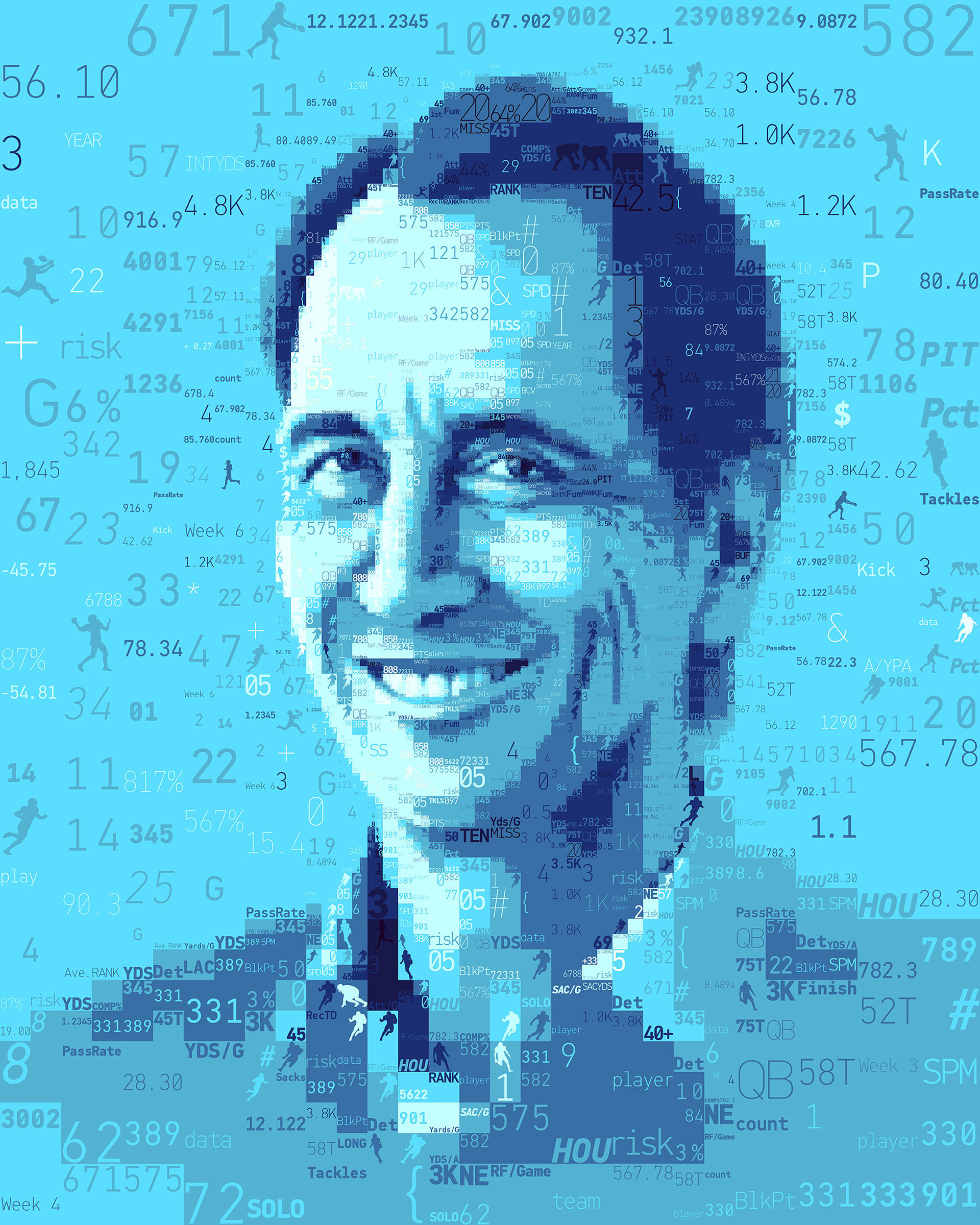 Mosaic portrait of tech entrepreneur, sports broadcaster and former professional American football player for the Cincinnati magazine