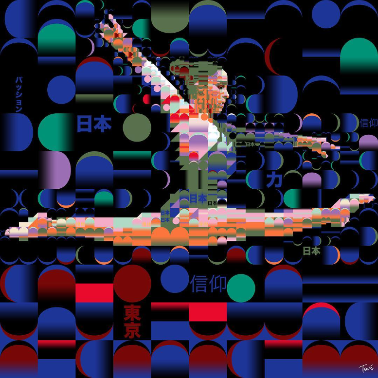 Tokyo 2020 inspired mosaic illustration