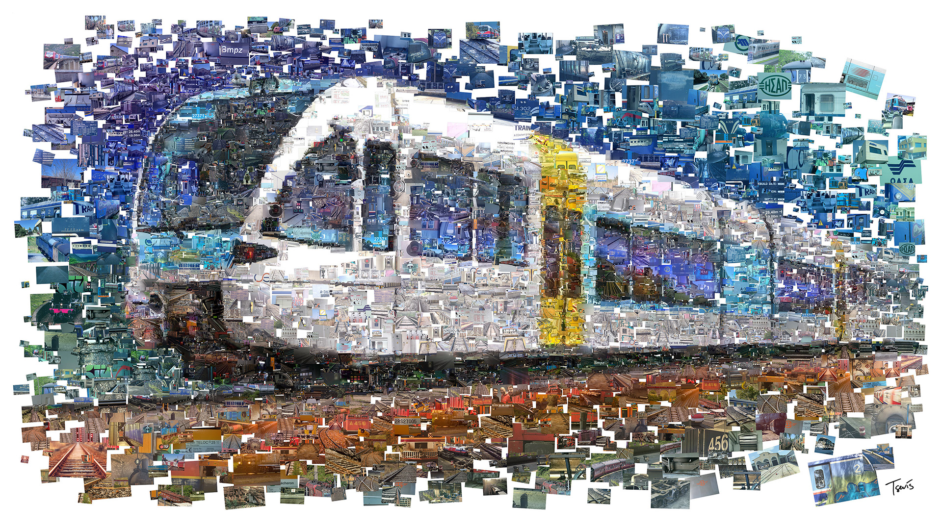 ASEA train digital mural, art mosaic for big corporations