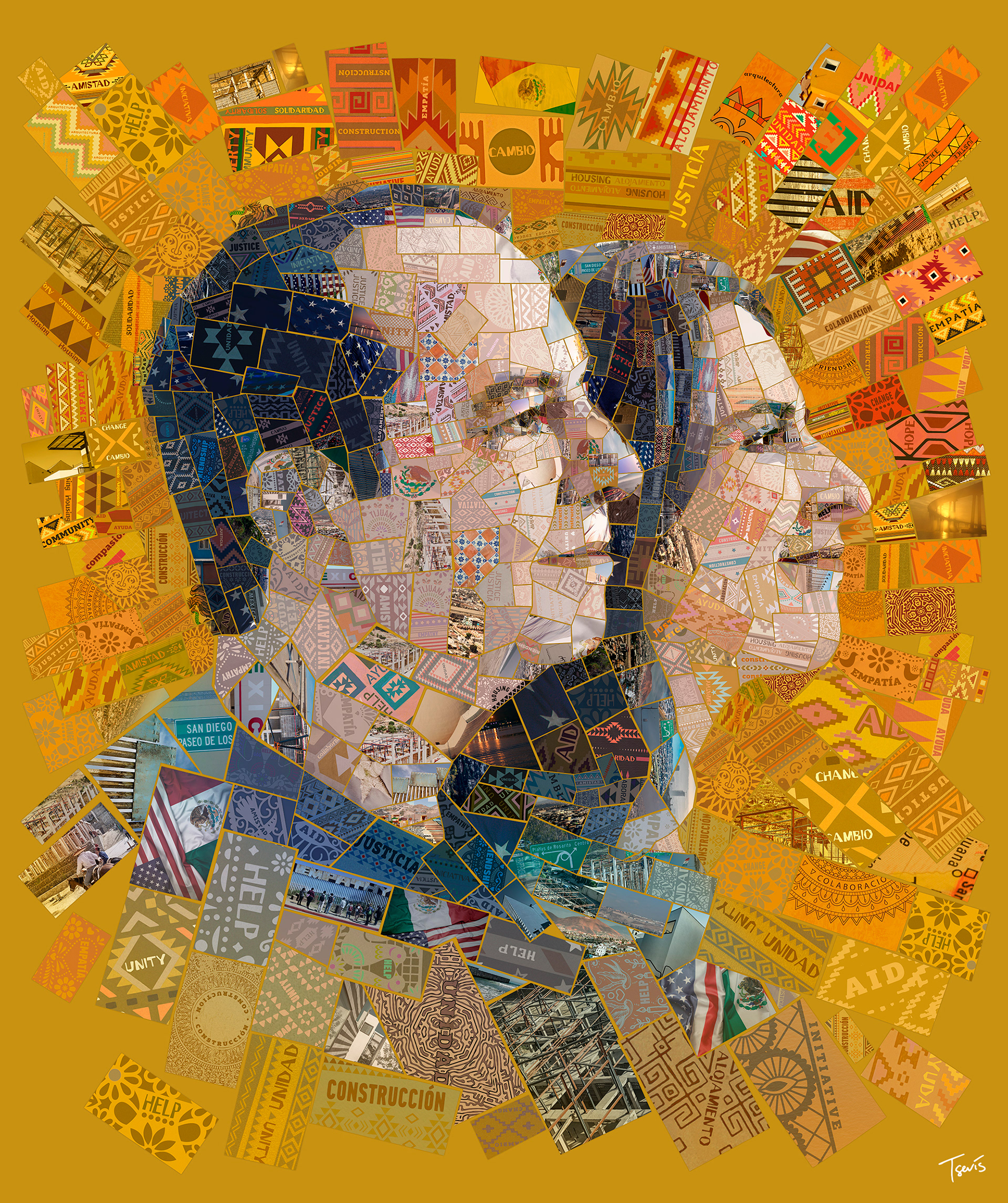 Cross-border cultural patterns mosaic
