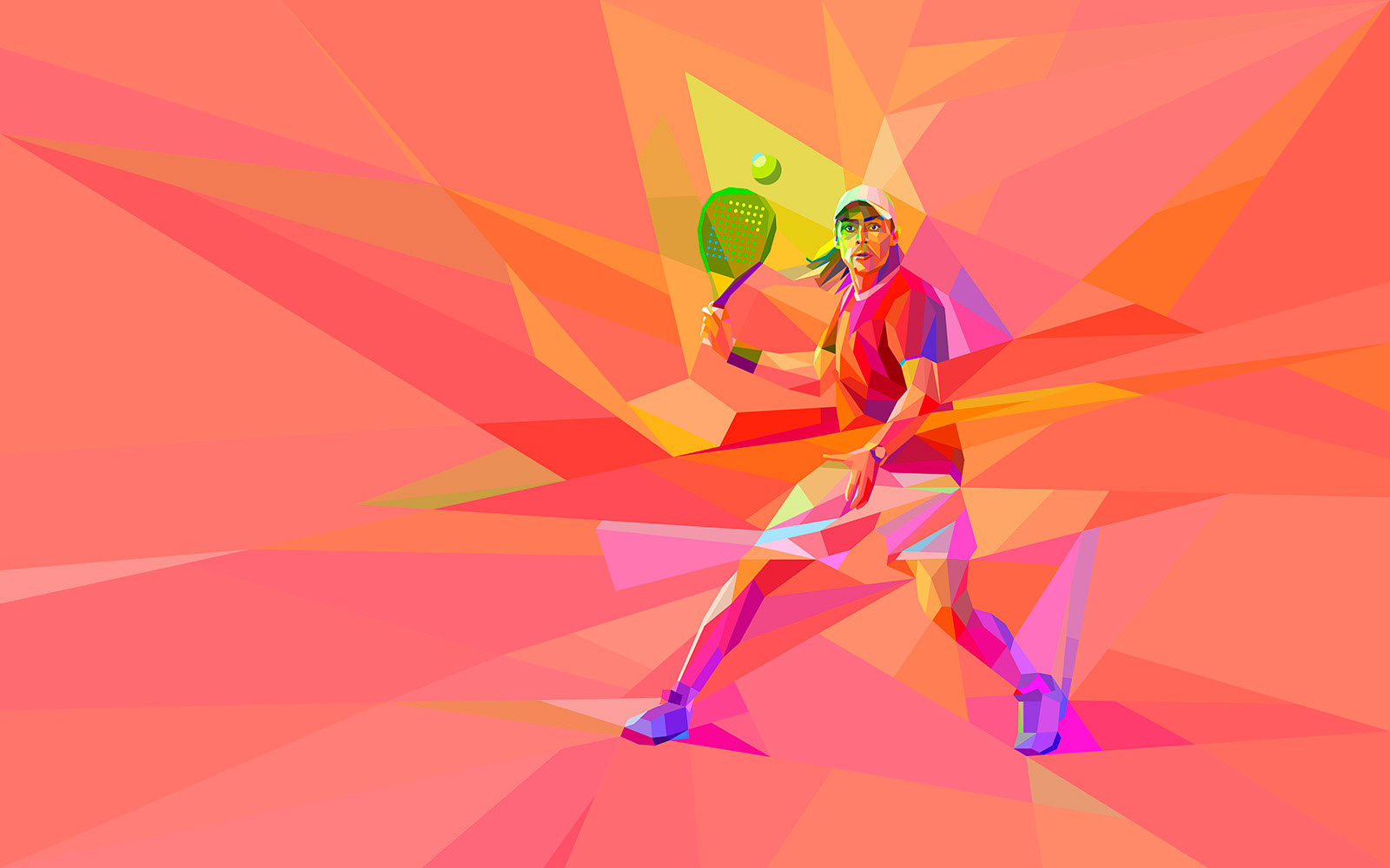 Neo-futuristic padel sport illustration with geometric shapes, digital art