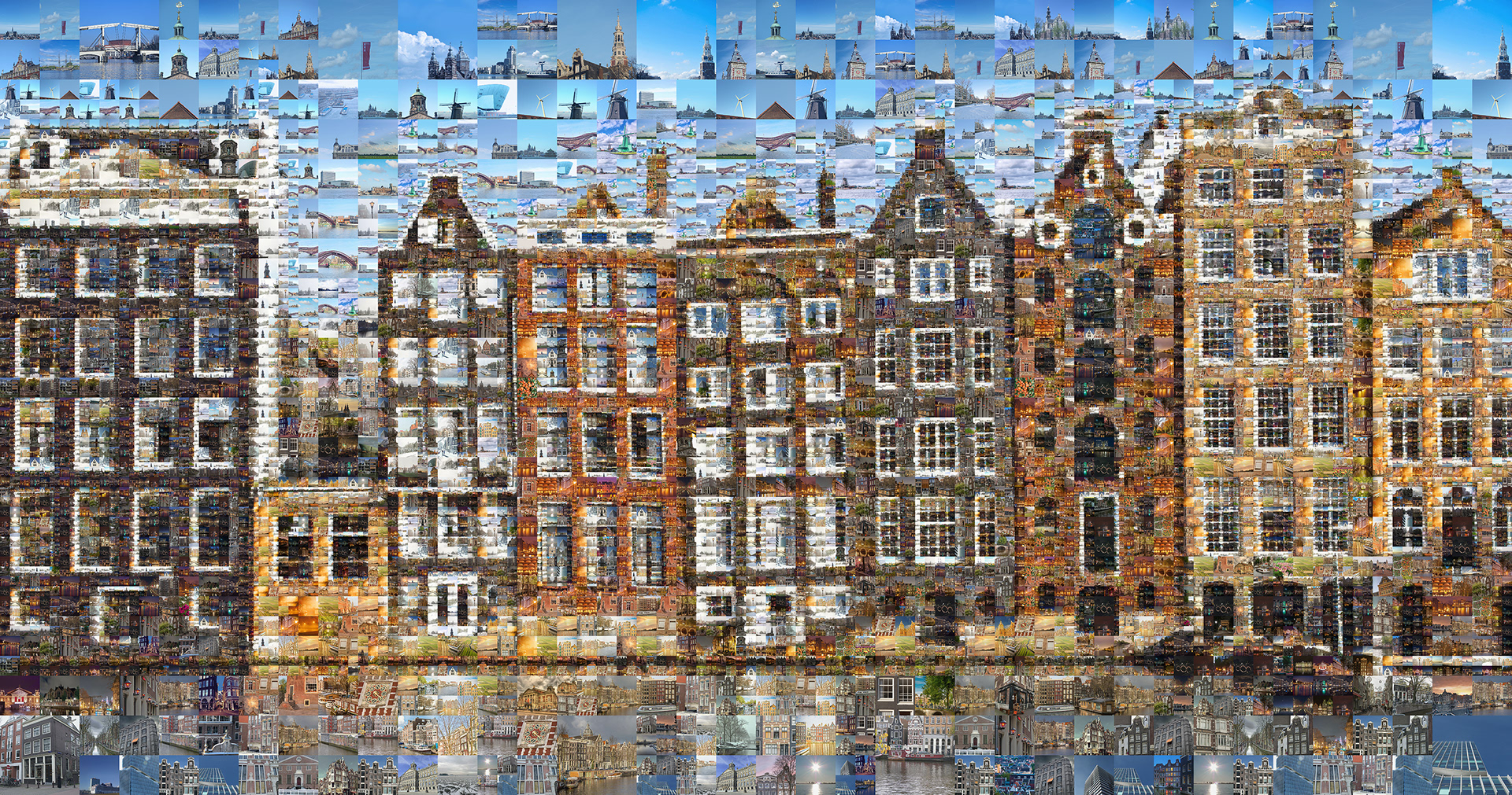 Amsterdam City urban landscape in a digital collage painting