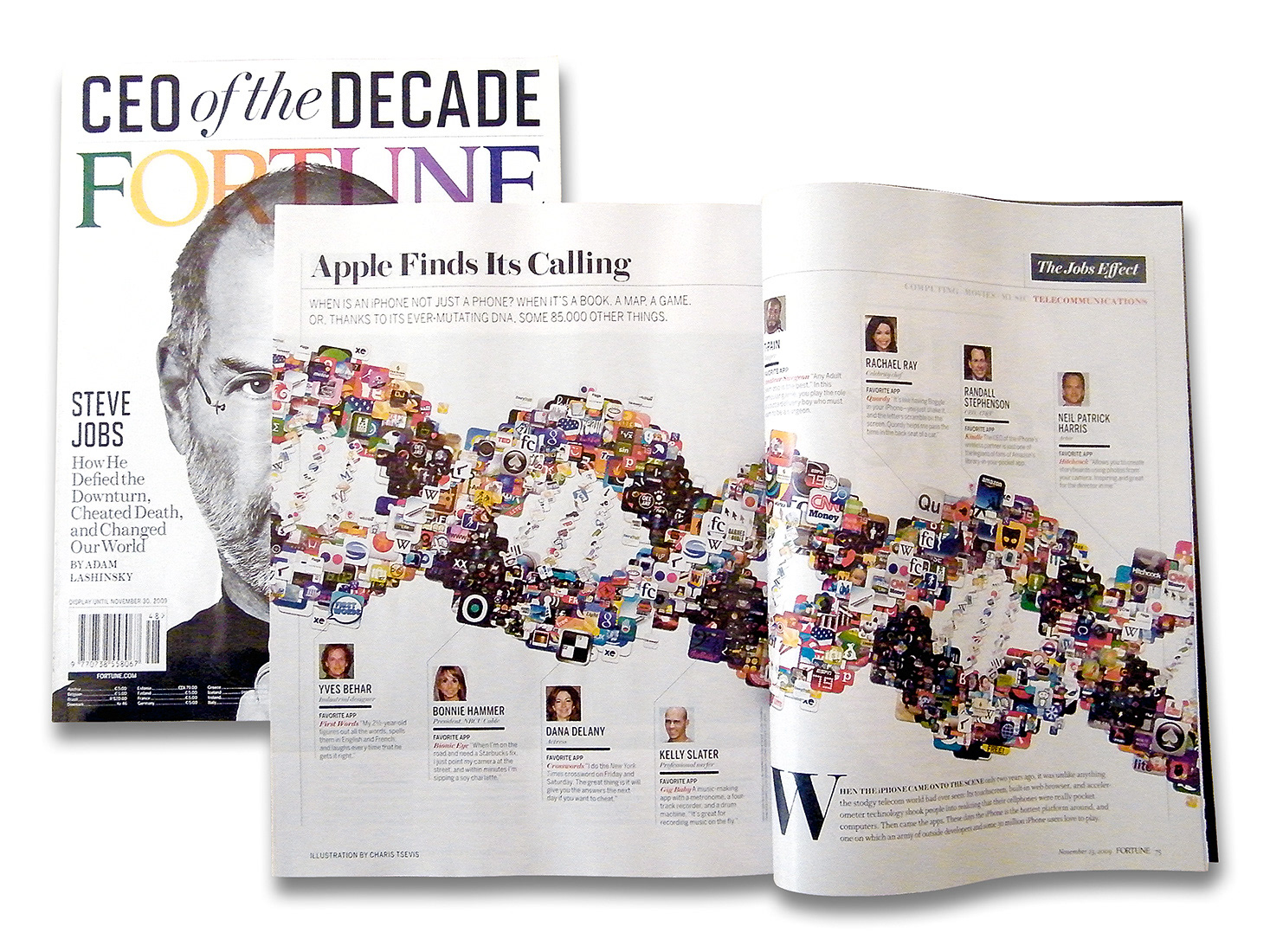 Magazine graphic illustration of DNK, digital editorial media