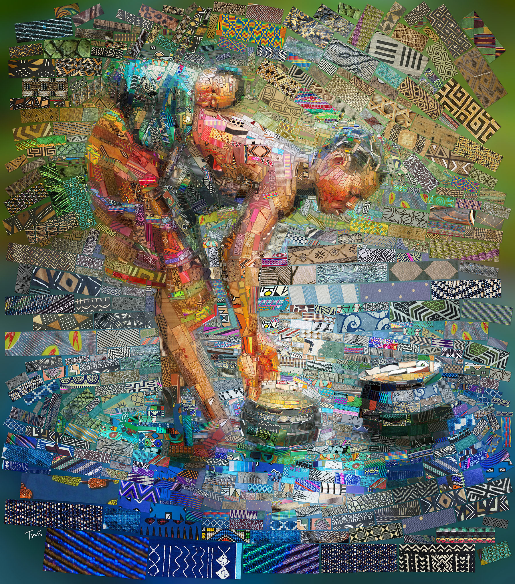A Mother with a Child, an African culture scene, Contemporary mosaic art