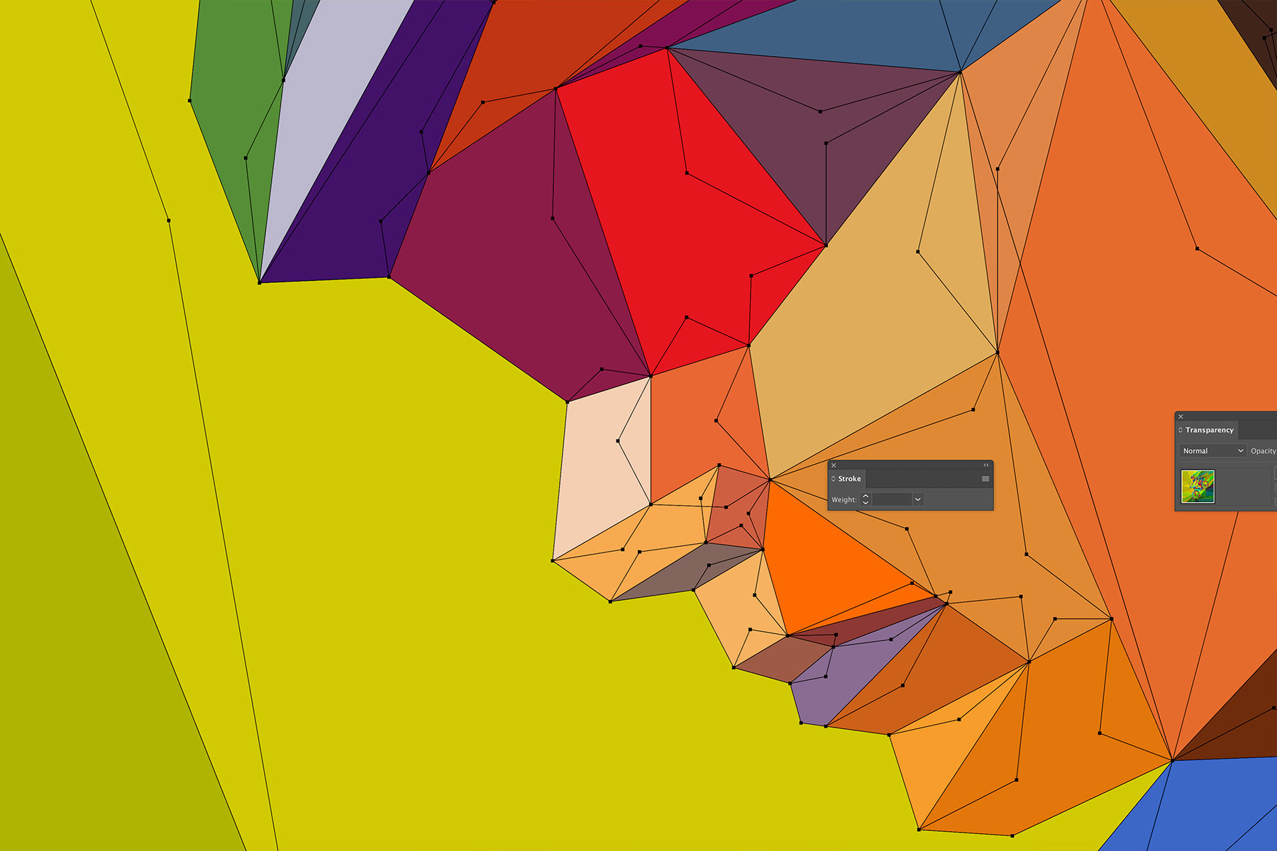 Neo-futuristic illustration detail in a working process