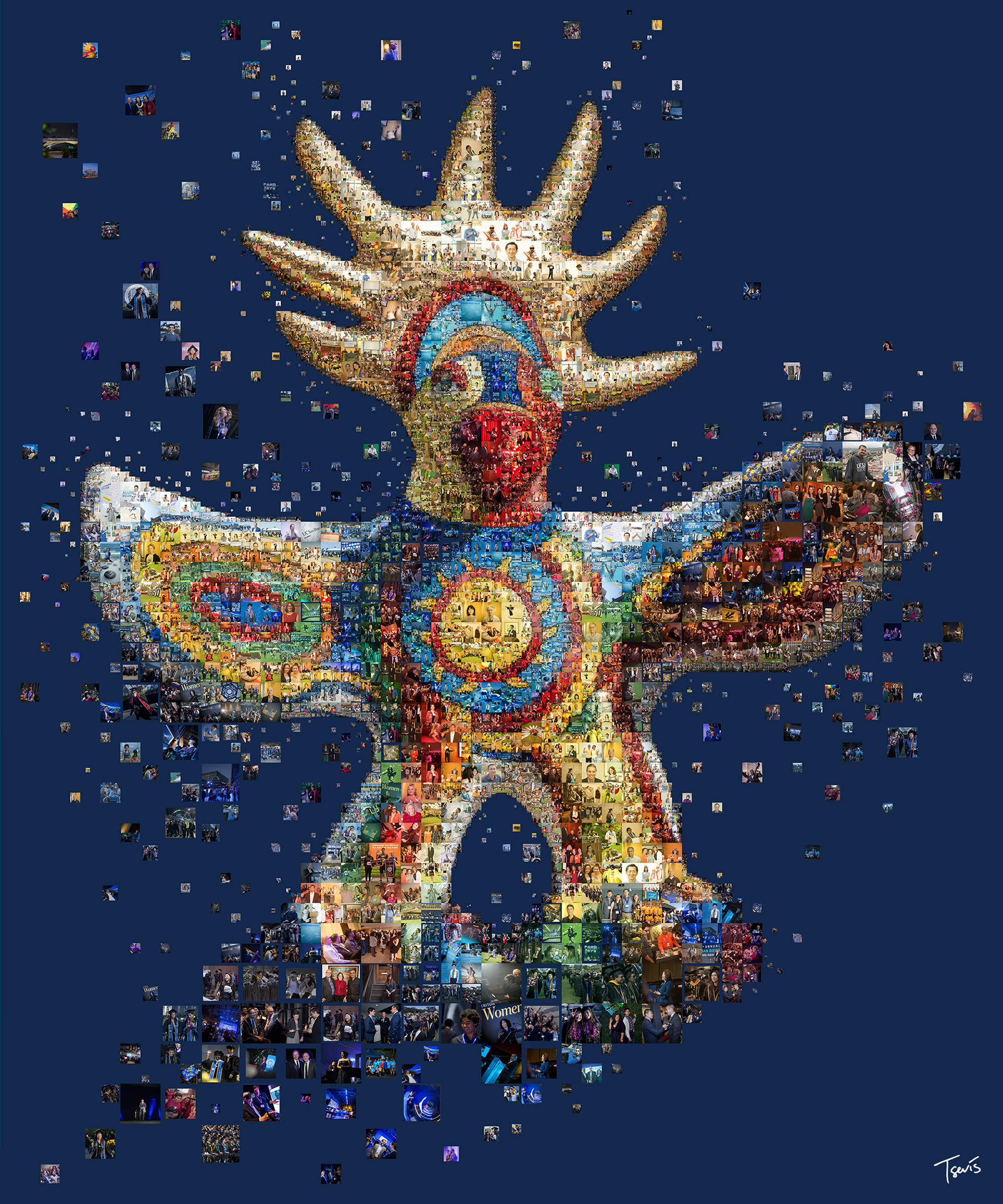 Sun God statue university photos mosaic