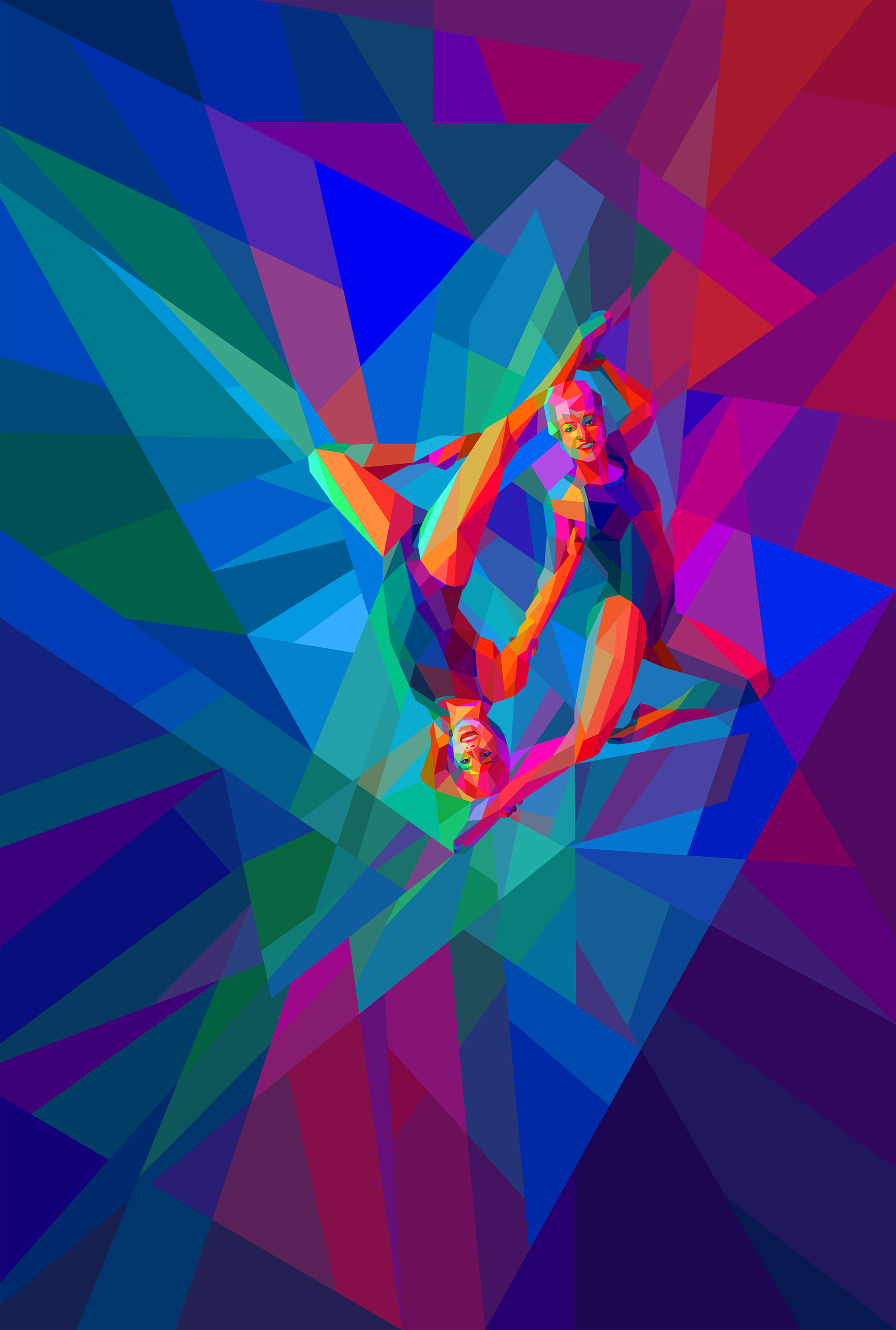 Synchronized Swimming digital neofuturistic design, sports media advertising