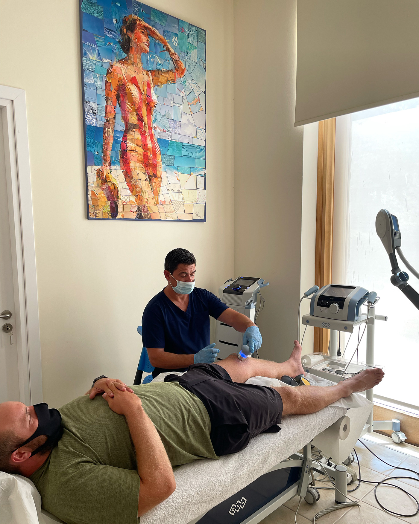 Limited editions mosaic prints in a therapy room of a wellness center