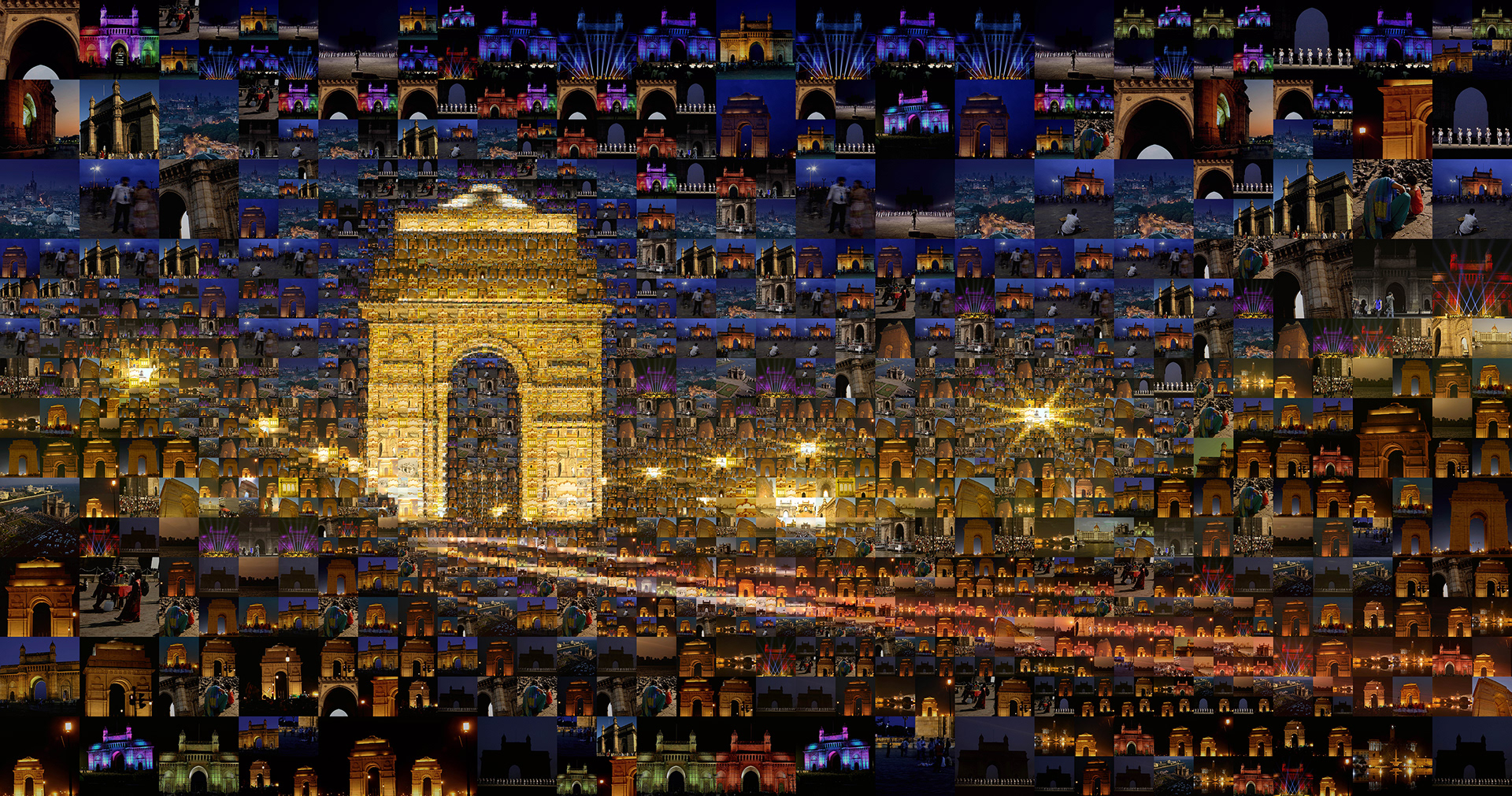 Photomosaic of New Delhi created for Emirates Airline. India’s capital city through thousands of images