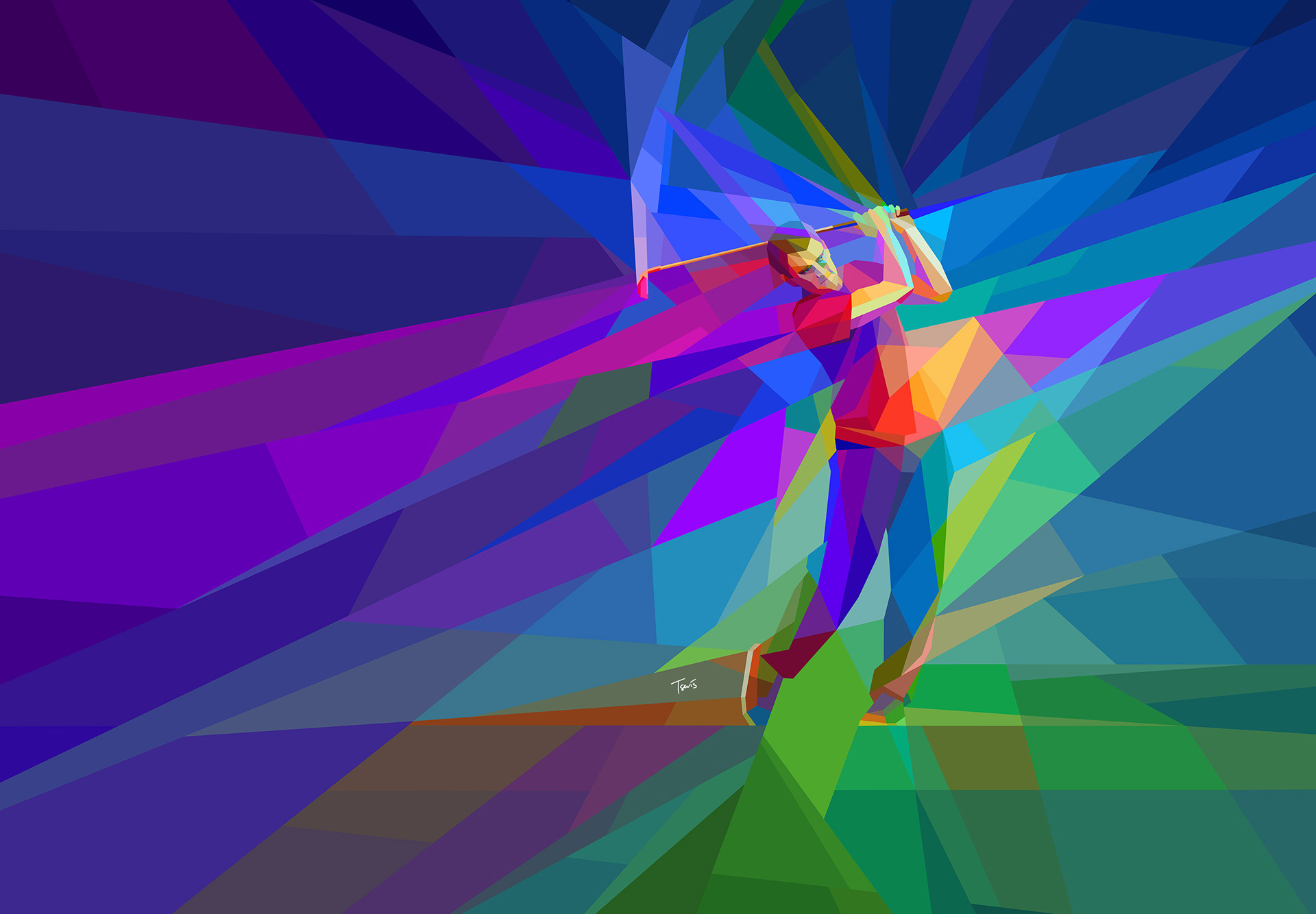 Golf player illustration in bright colors for a healthcare company