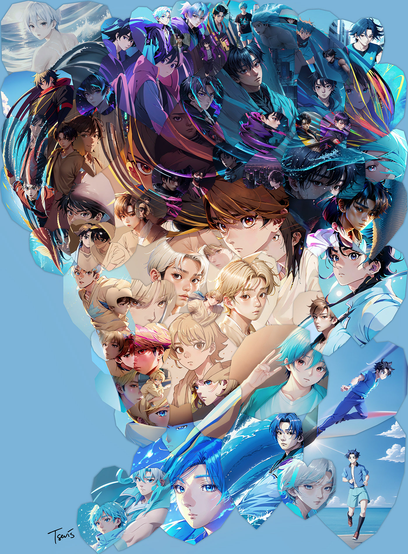 Mackenyu photo mosaic in anime manga style, Entertainment industry artist