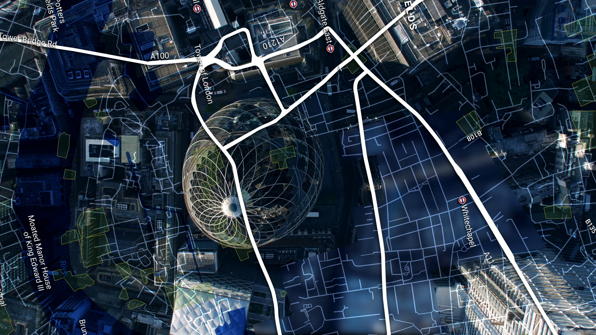 London digital map mosaic detail, contemporary TV illustration