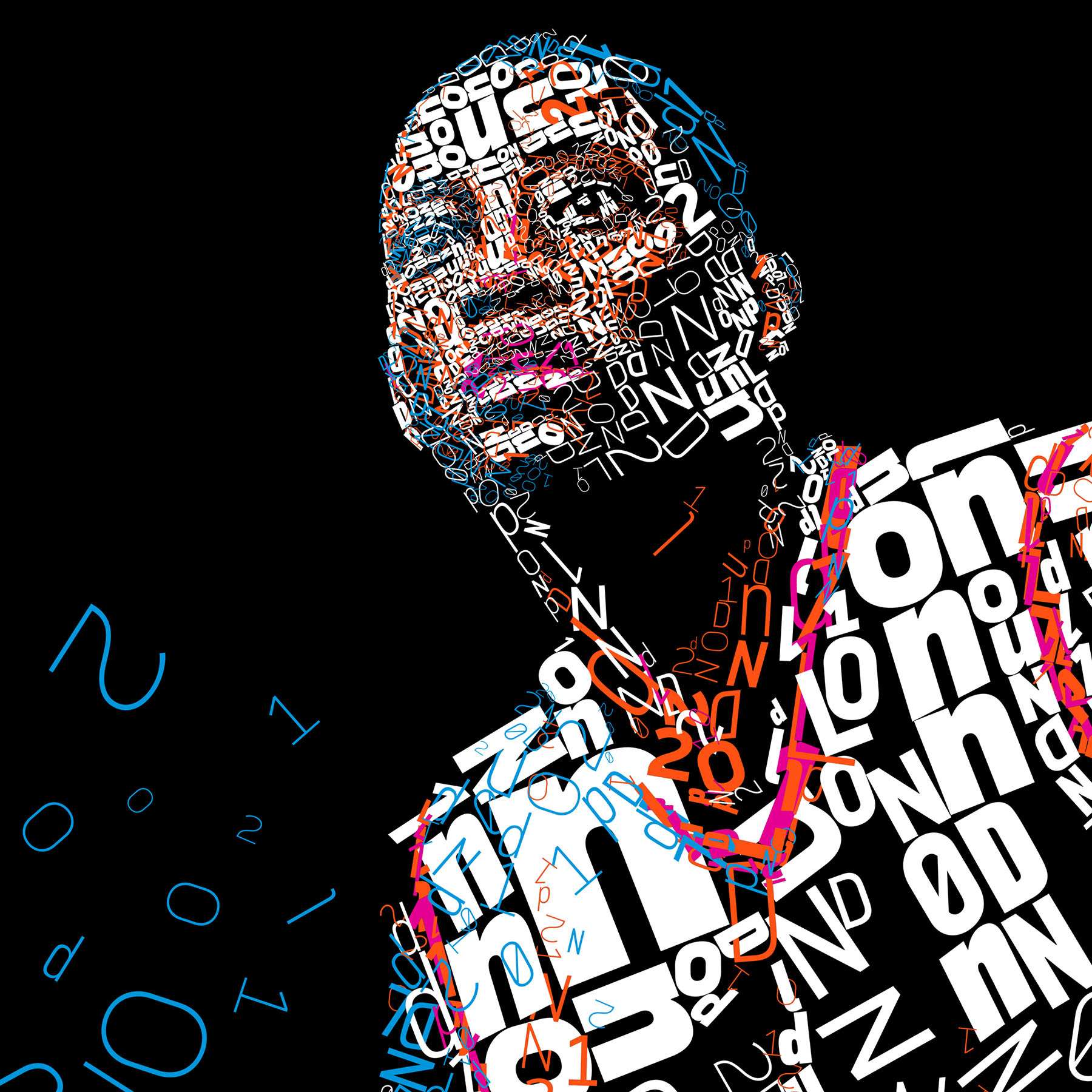 Portrait of letters and words for Olympic Athlete, sports art illustration