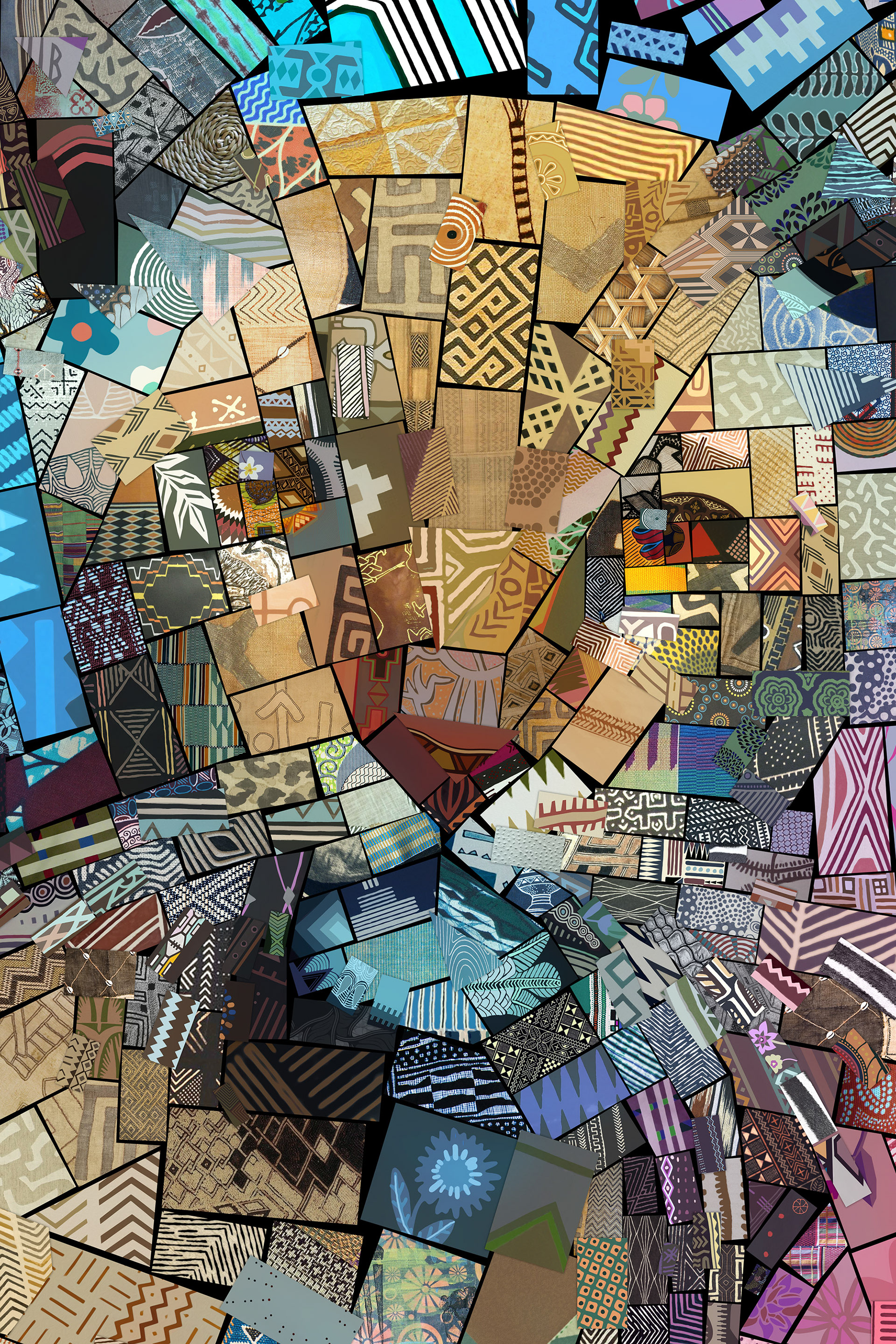 Baby lion painting, digital mosaic art