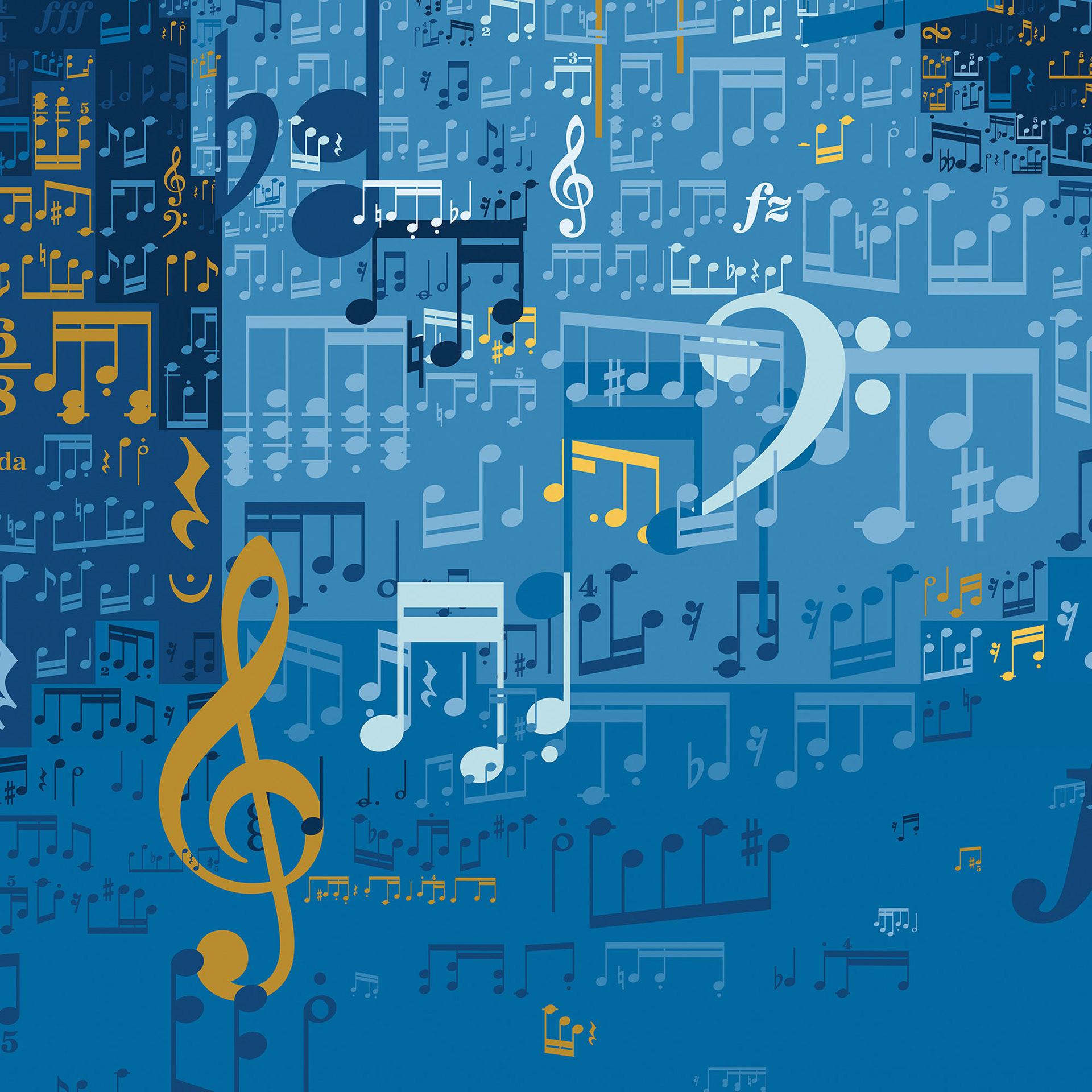 Floating musical notation background