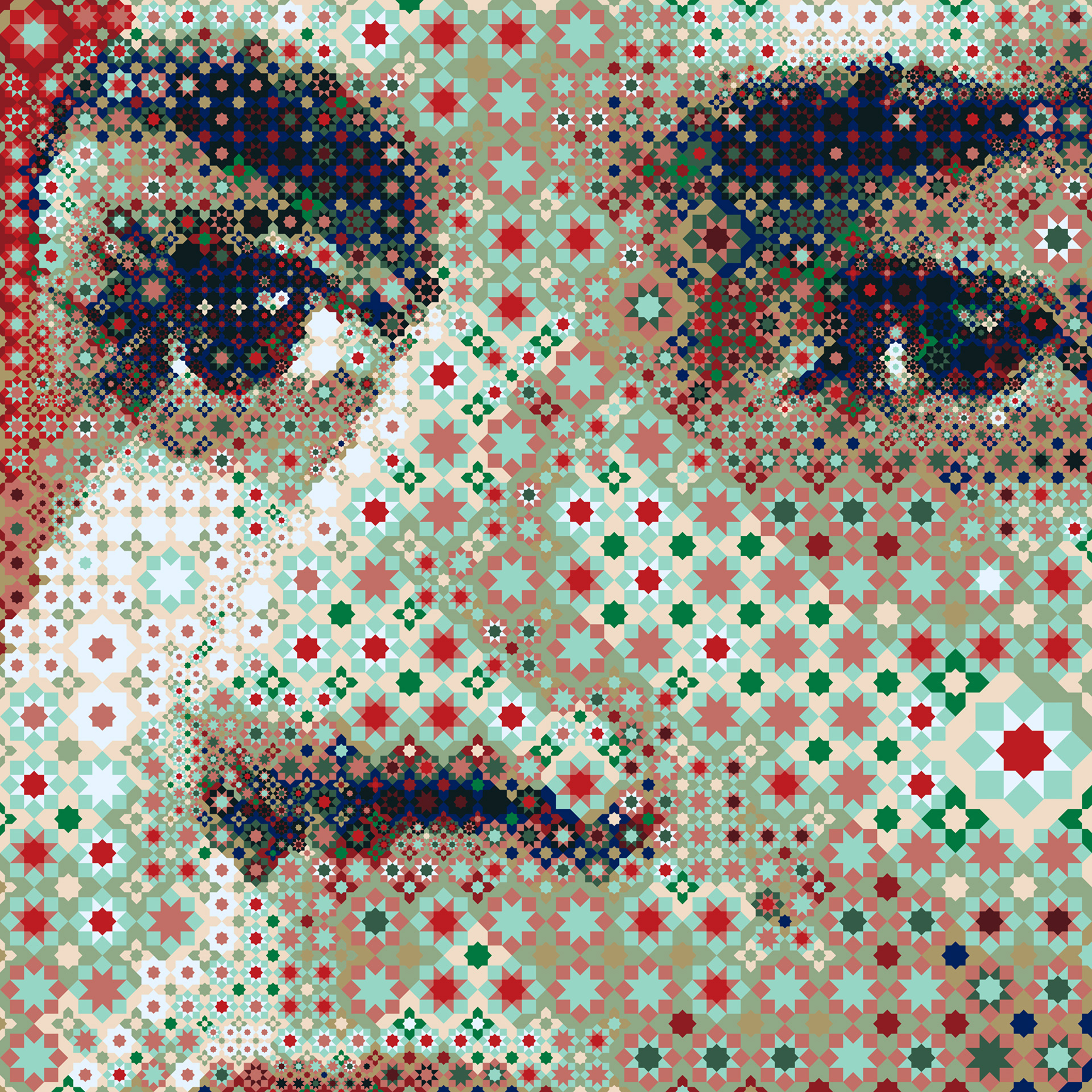 Mosaic art combining football and Arabic geometric patterns for World Cup