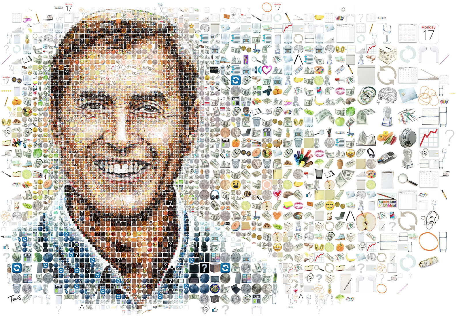 BJ Fogg portrait from everyday objects, custom photomosaic portrait