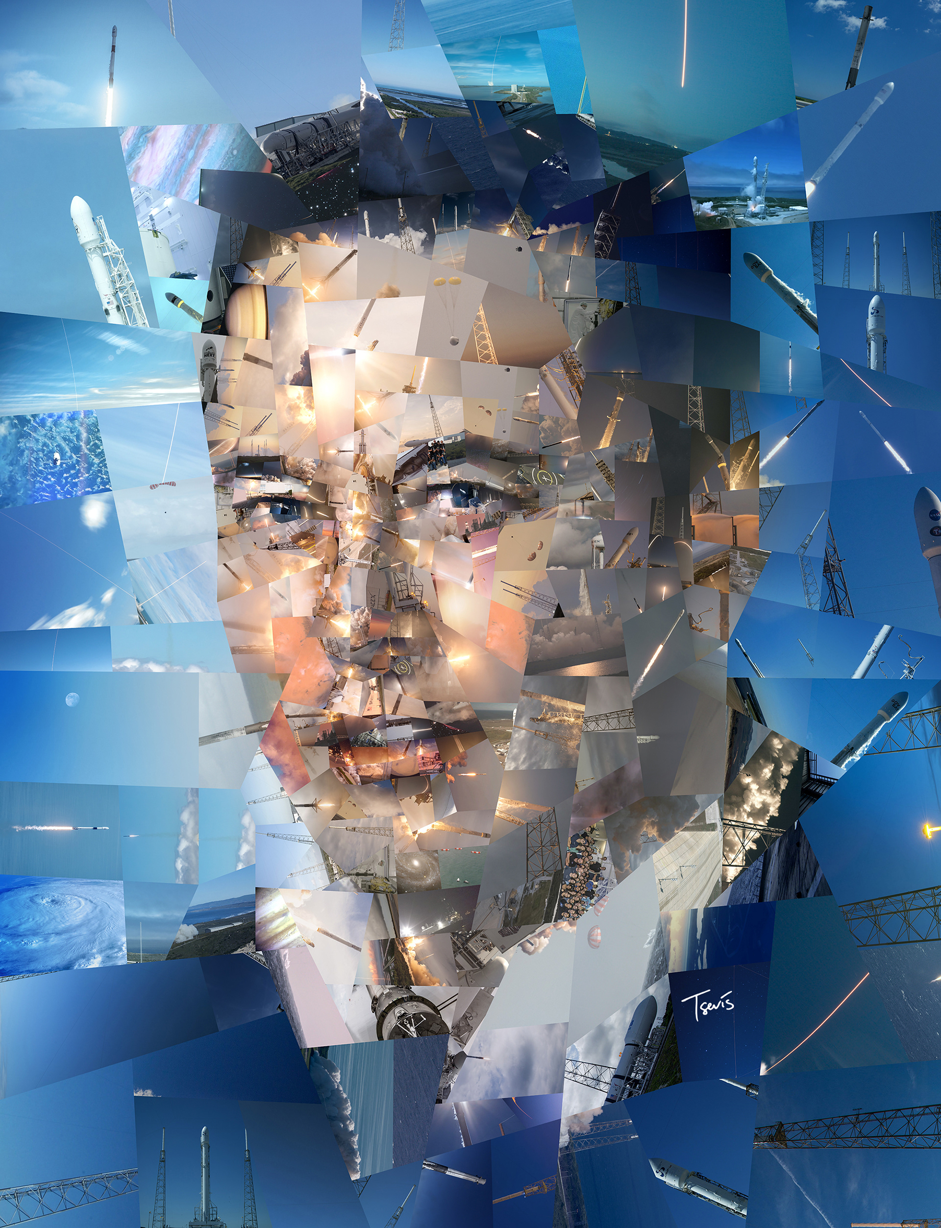 Elon Musk photo mosaic portrait, Contemporary art commission