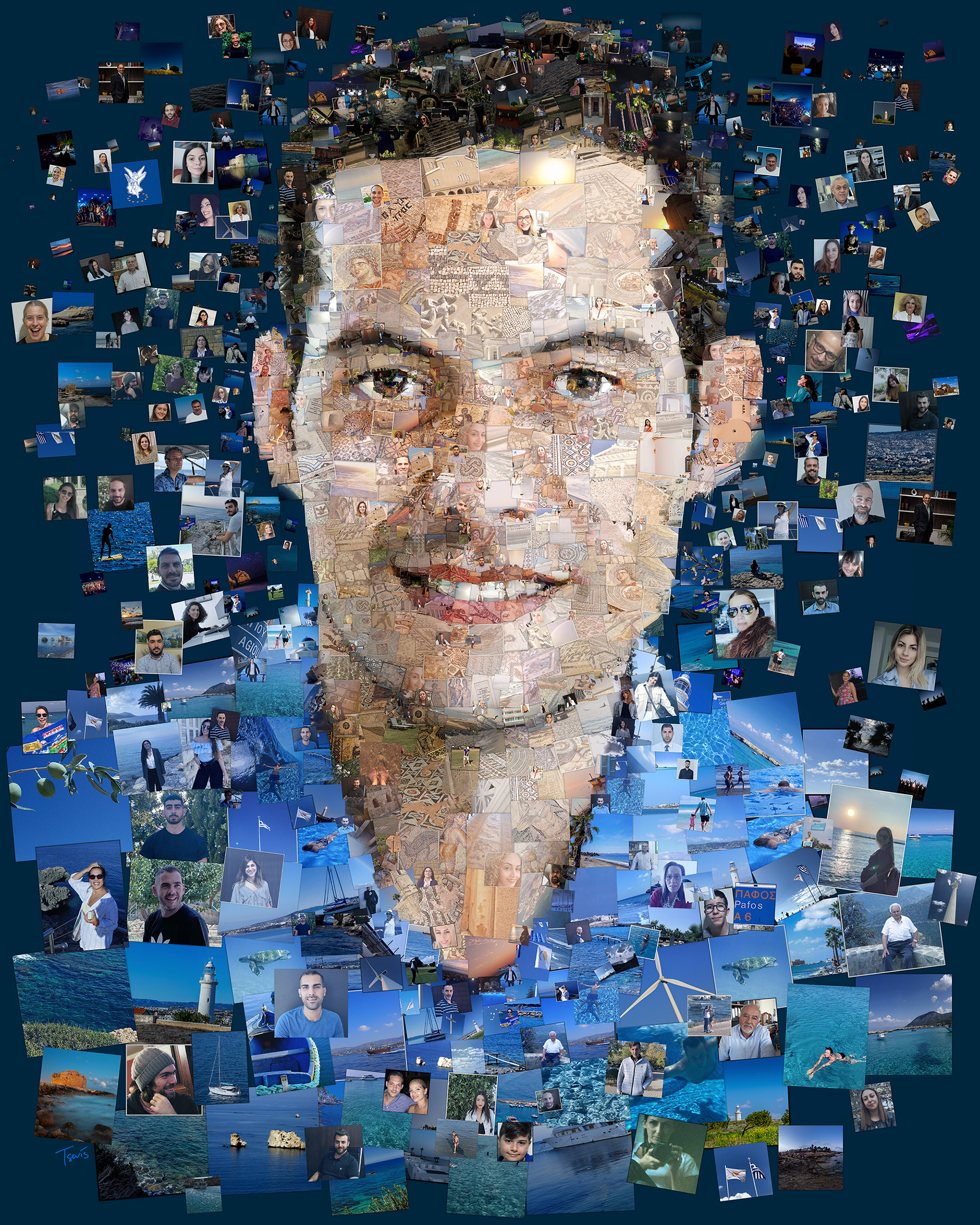 Photomosaic portrait of Konstantinos Letymbiotis, Political portrait art