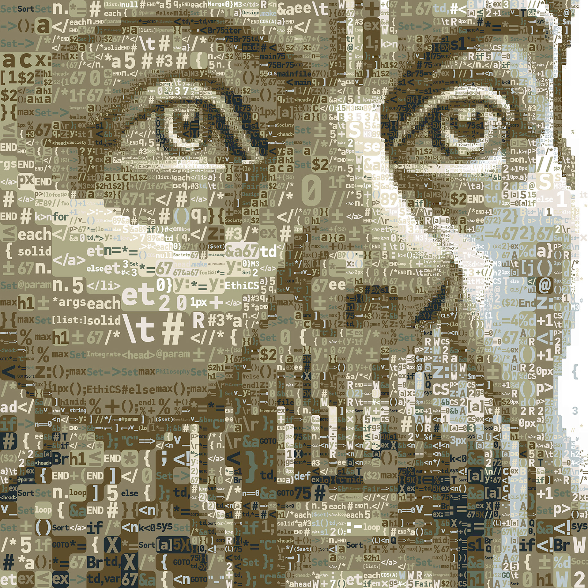 Socrates illustration for magazine cover, information visualization