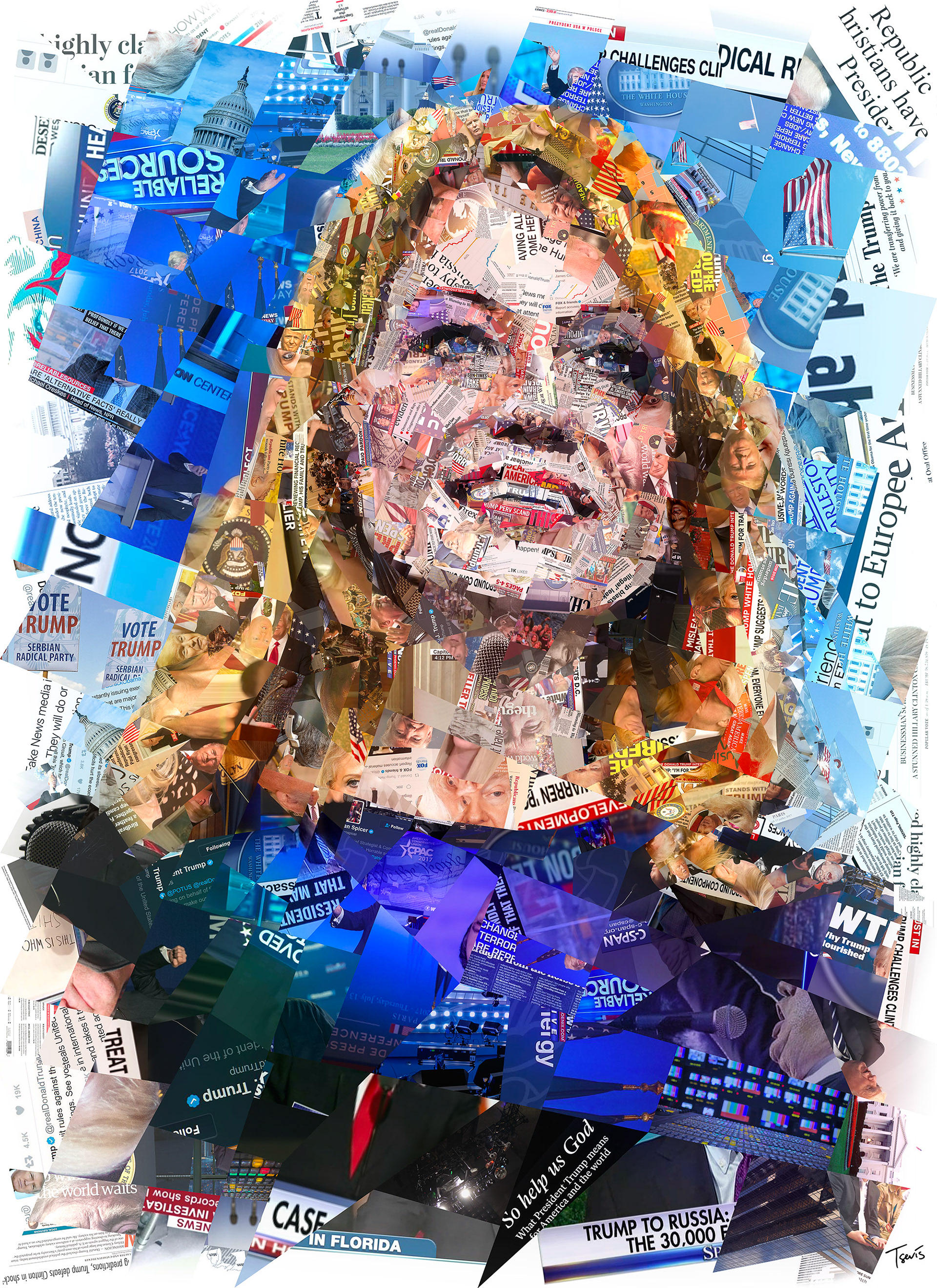 Kellyanne Conway mosaic portrait for newspaper de Volkskrant