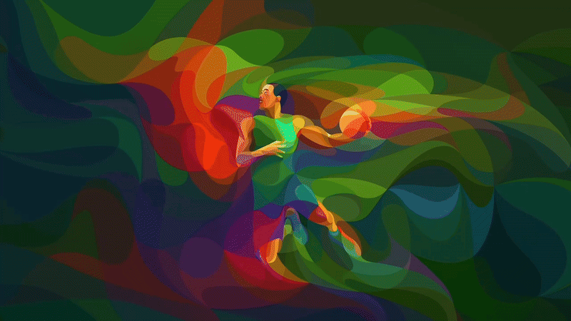 advertising campaign for Lega Basket, dynamic curved shapes blended in a neo-futuristic, colorful poster.