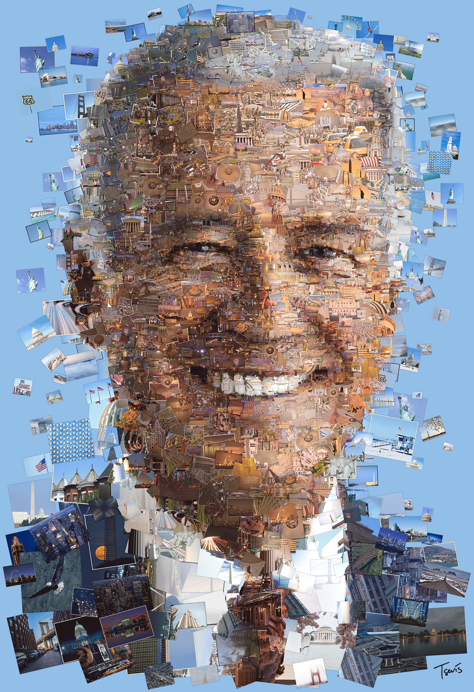 Digital mosaic portrait in motion, made from thousands of photos for Biden 2020