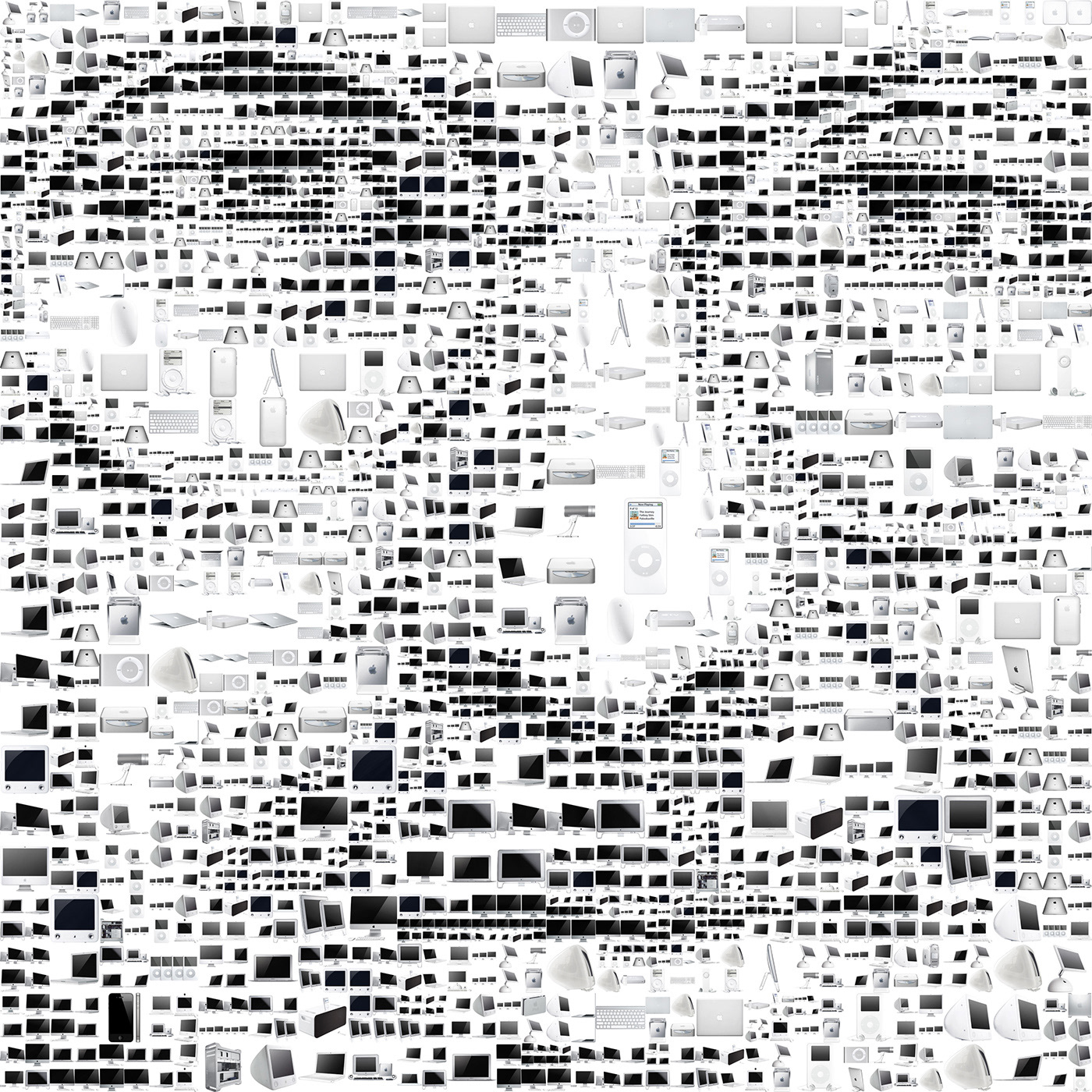 Apple products in an art portrait, digital mosaic art