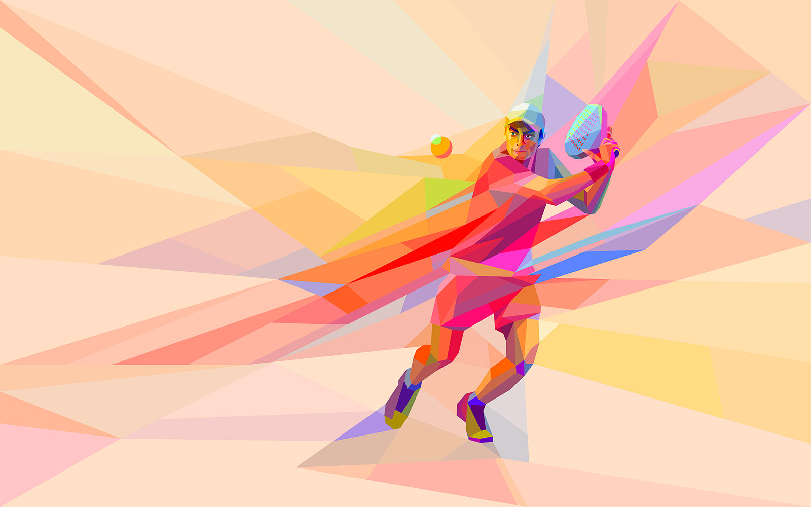 Digital art of Padel Sportsman in light colors for Padel World Tournament ads