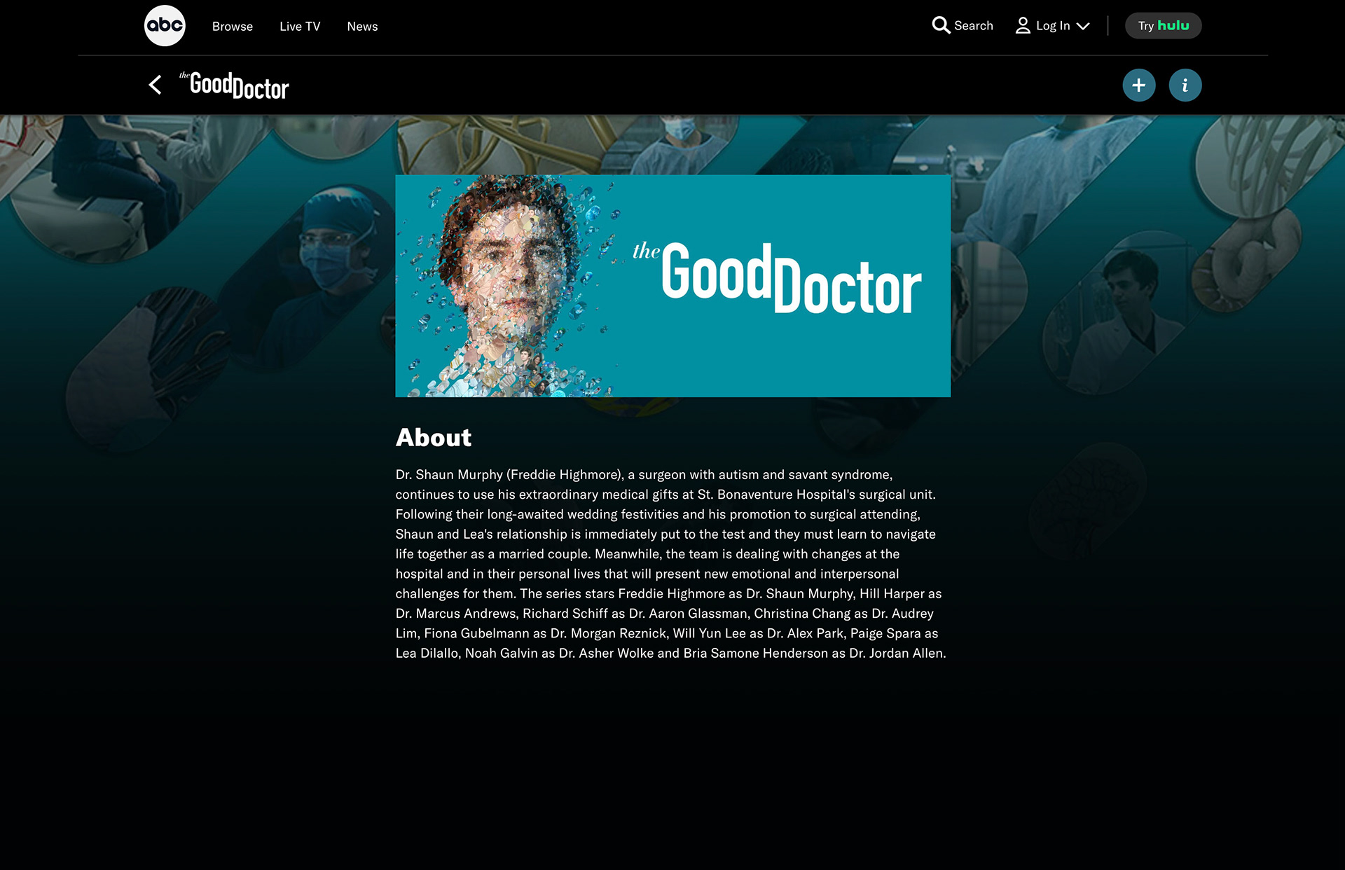 abc network screenshot of the Good Doctor series, dynamic TV illustration
