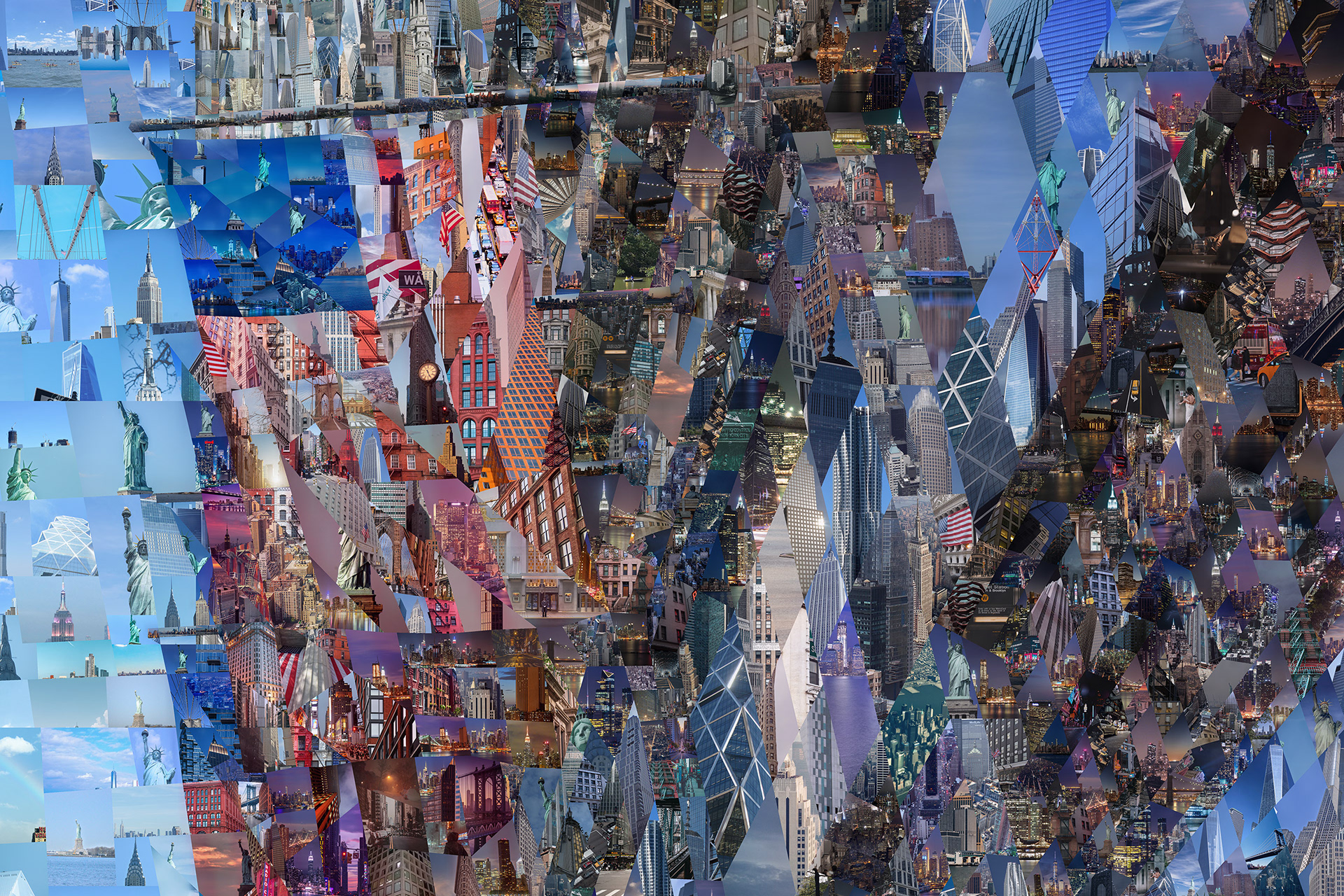 American flags in a contemporary digital mosaic